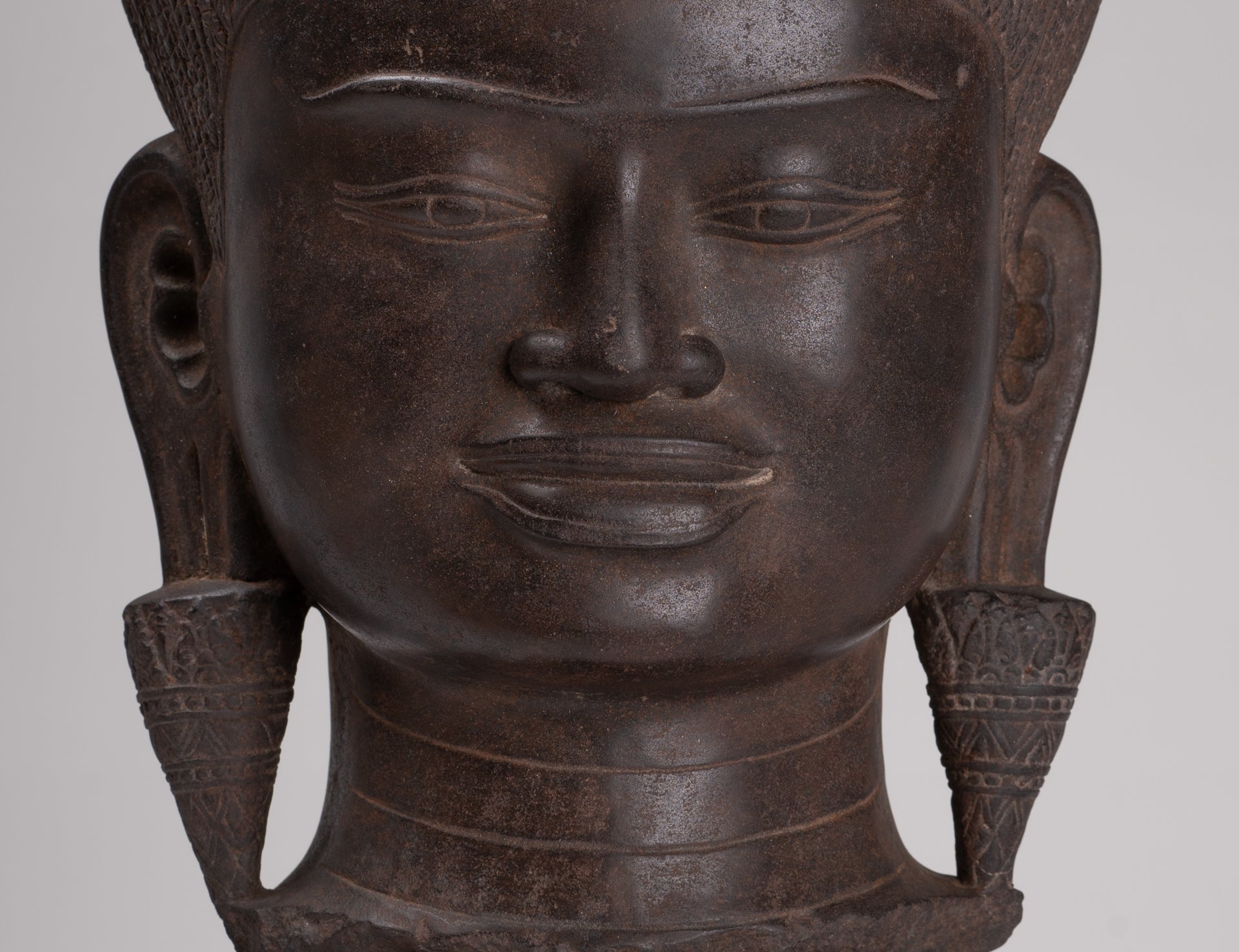 Parvati Statue - Antique Baphuon Style Khmer Stone Parvati Head Statue - 57cm/23"