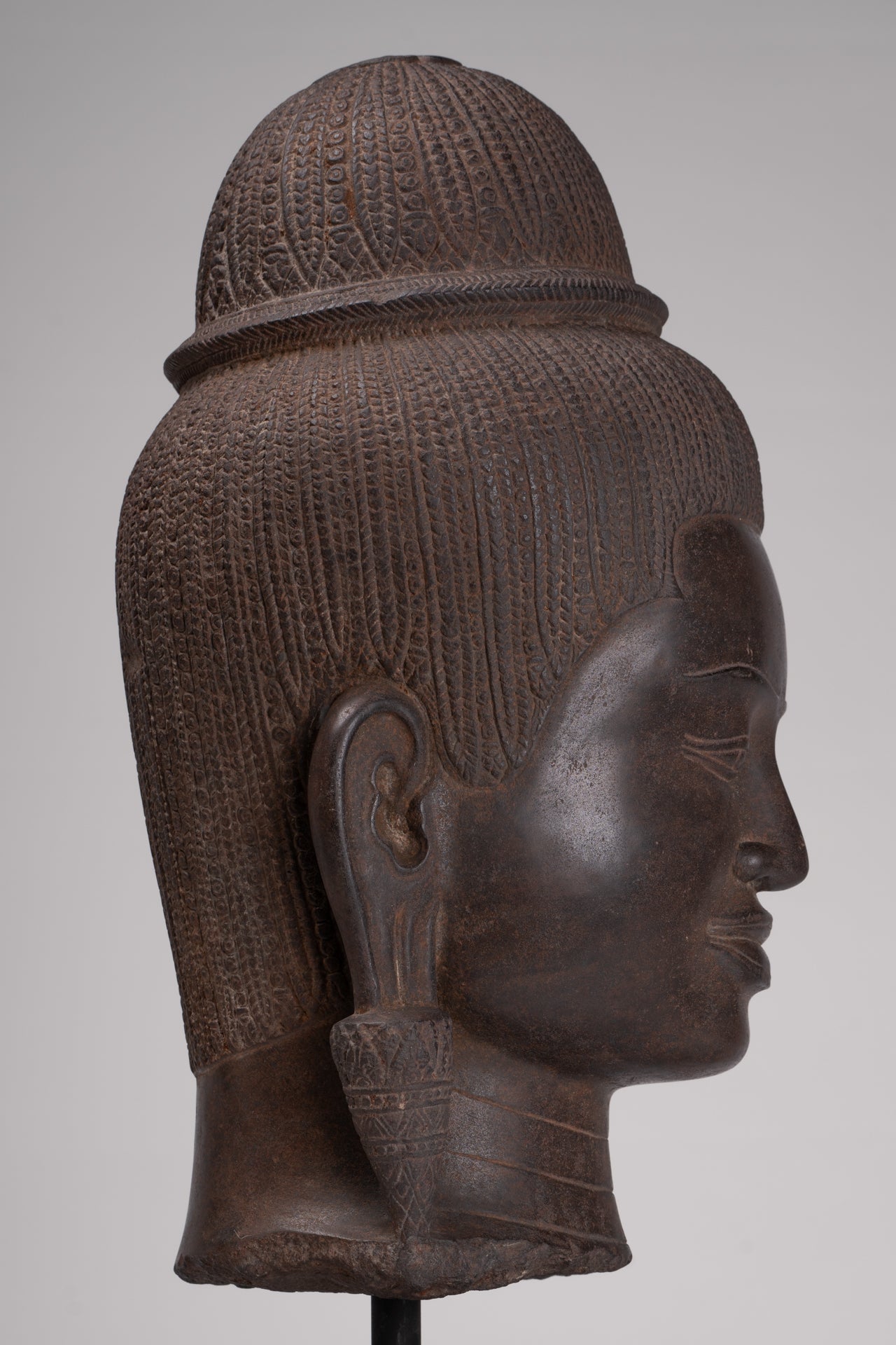 Parvati Statue - Antique Baphuon Style Khmer Stone Parvati Head Statue - 57cm/23"