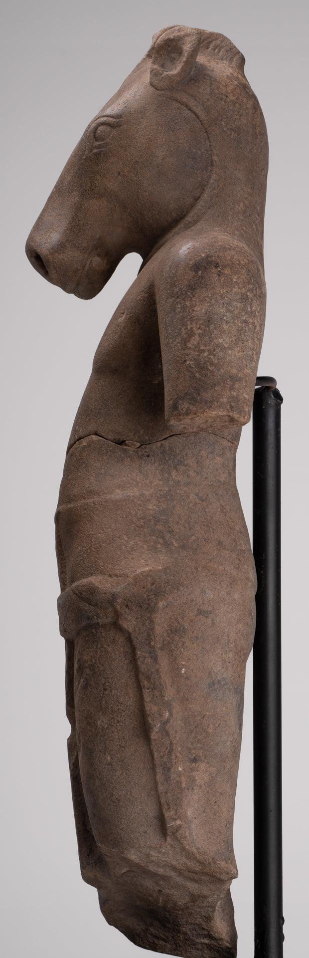 Antique Khmer Style Stone Phnom Da Hayagriva Kalkin Horse of Vishnu - 68cm/27"