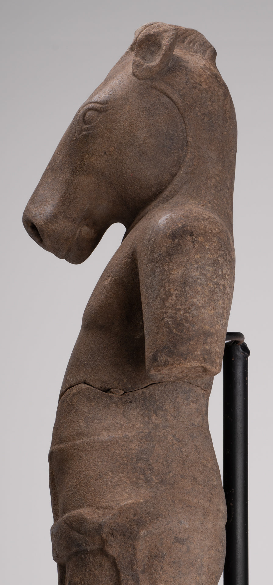 Antique Khmer Style Stone Phnom Da Hayagriva Kalkin Horse of Vishnu - 68cm/27"