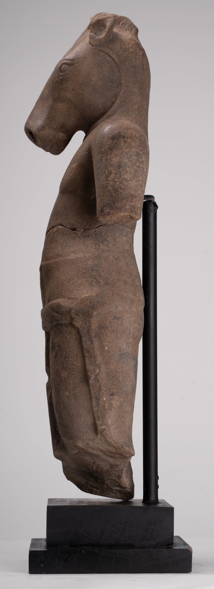 Antique Khmer Style Stone Phnom Da Hayagriva Kalkin Horse of Vishnu - 68cm/27"