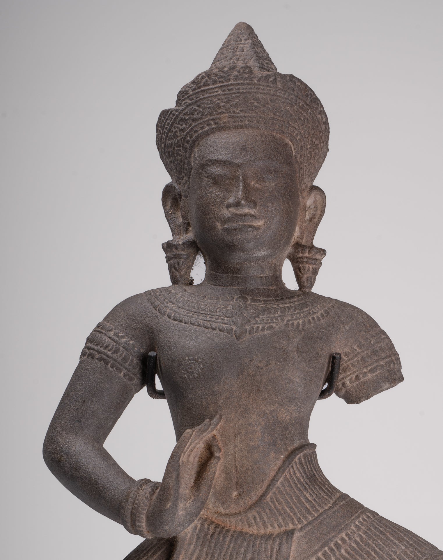 Apsara Statue - Antique Khmer Style Stone Angkor Apsara or Angel Statue - 58cm/23"