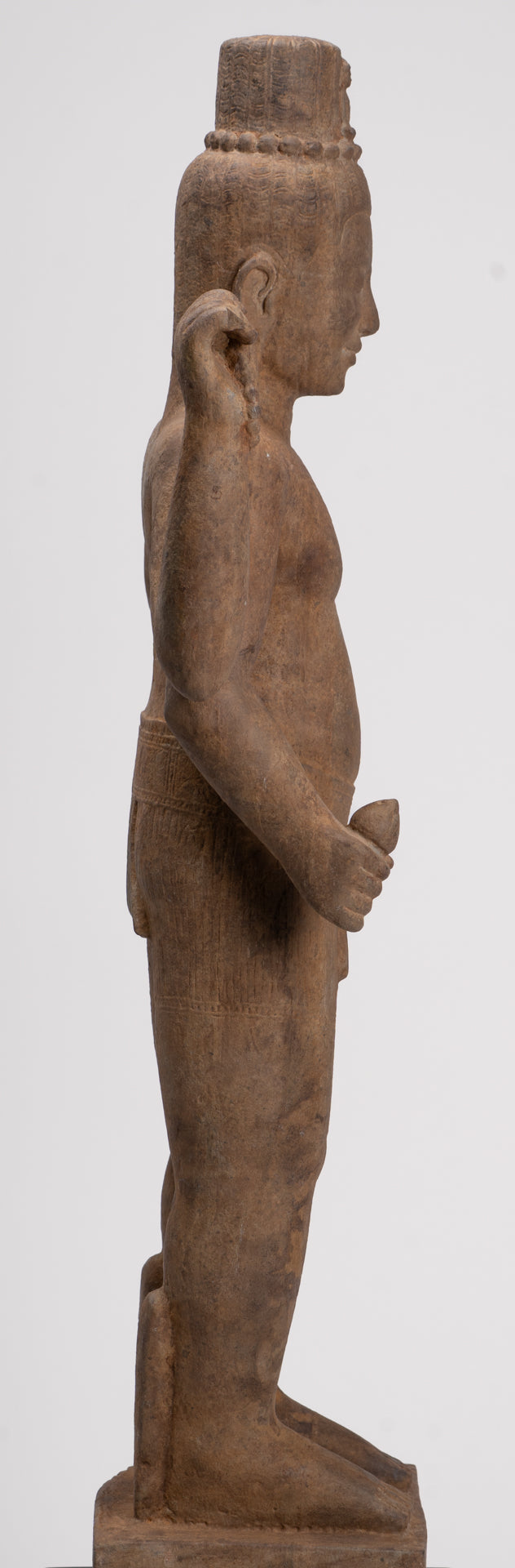 Antique Khmer Style Stone Koh Ker Standing Bodhisattva Avalokitesvara Statue - 91cm/36"