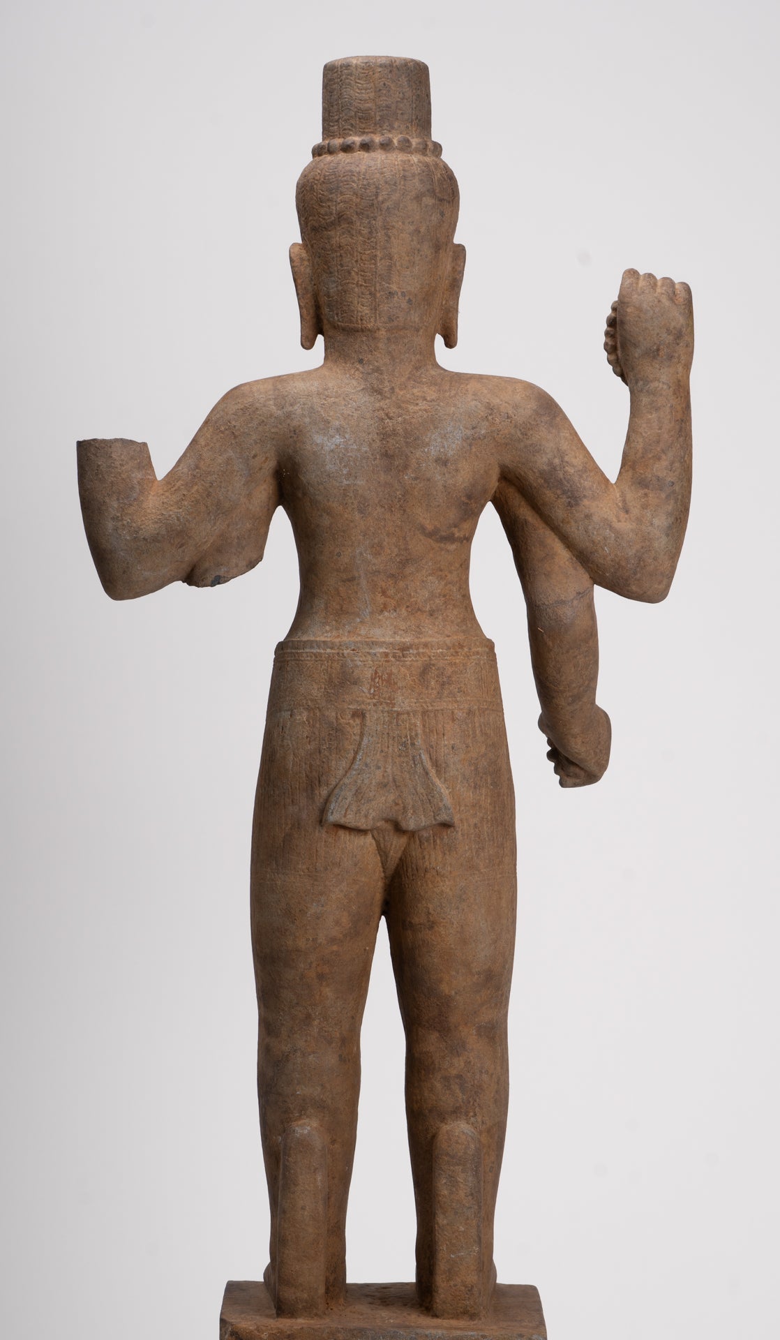 Antique Khmer Style Stone Koh Ker Standing Bodhisattva Avalokitesvara Statue - 91cm/36"