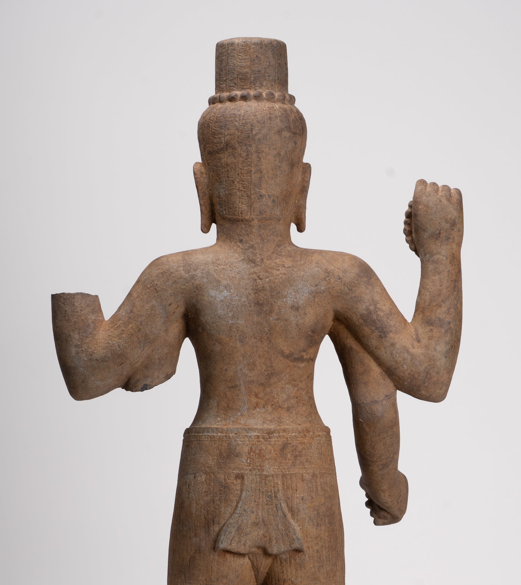 Antique Khmer Style Stone Koh Ker Standing Bodhisattva Avalokitesvara Statue - 91cm/36"