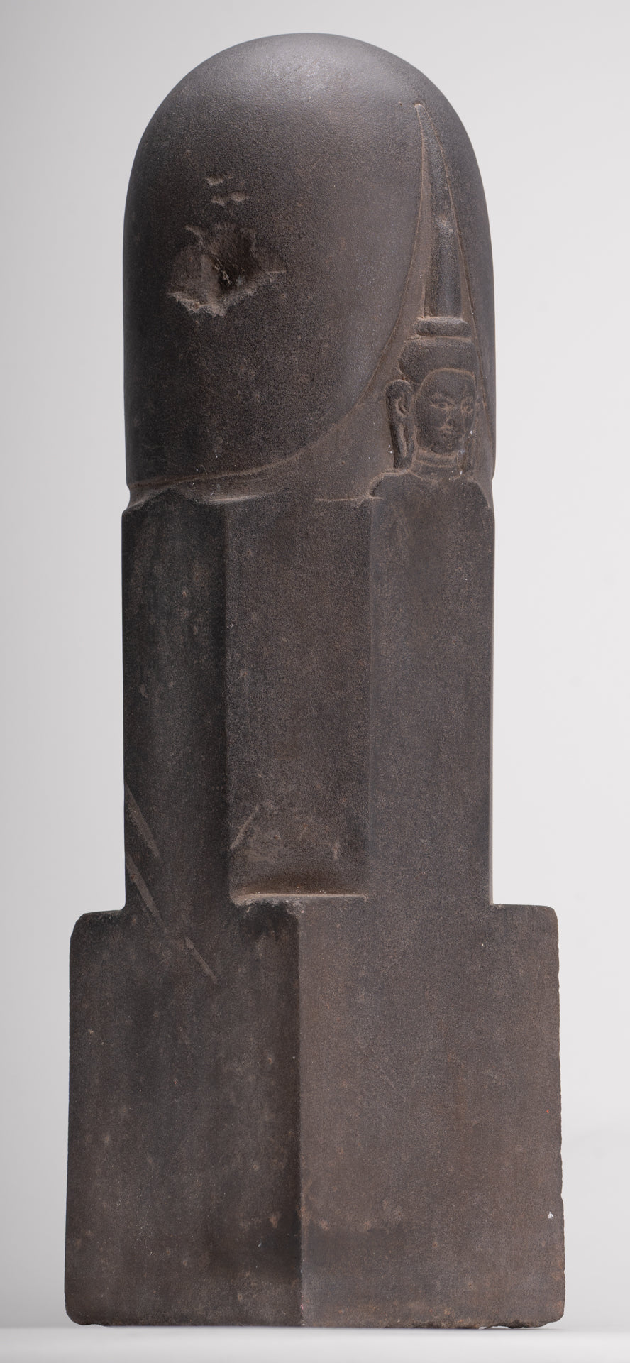Antique Khmer Style Stone Shiva Mukhalinga Linga / Lingnum - 44cm/18"