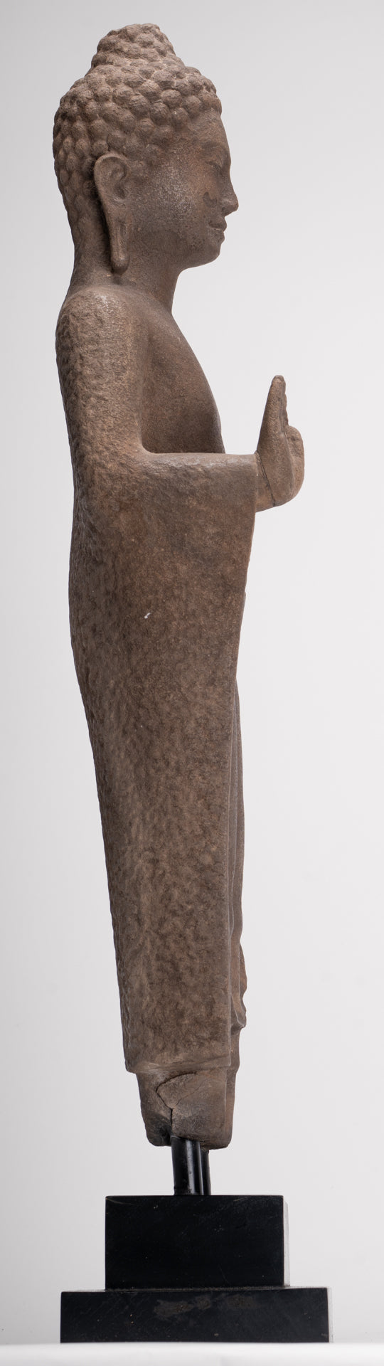 Buddha Statue - Antique Thai Style Stone Dvaravati Protection Buddha Statue - 76cm/30" Tall