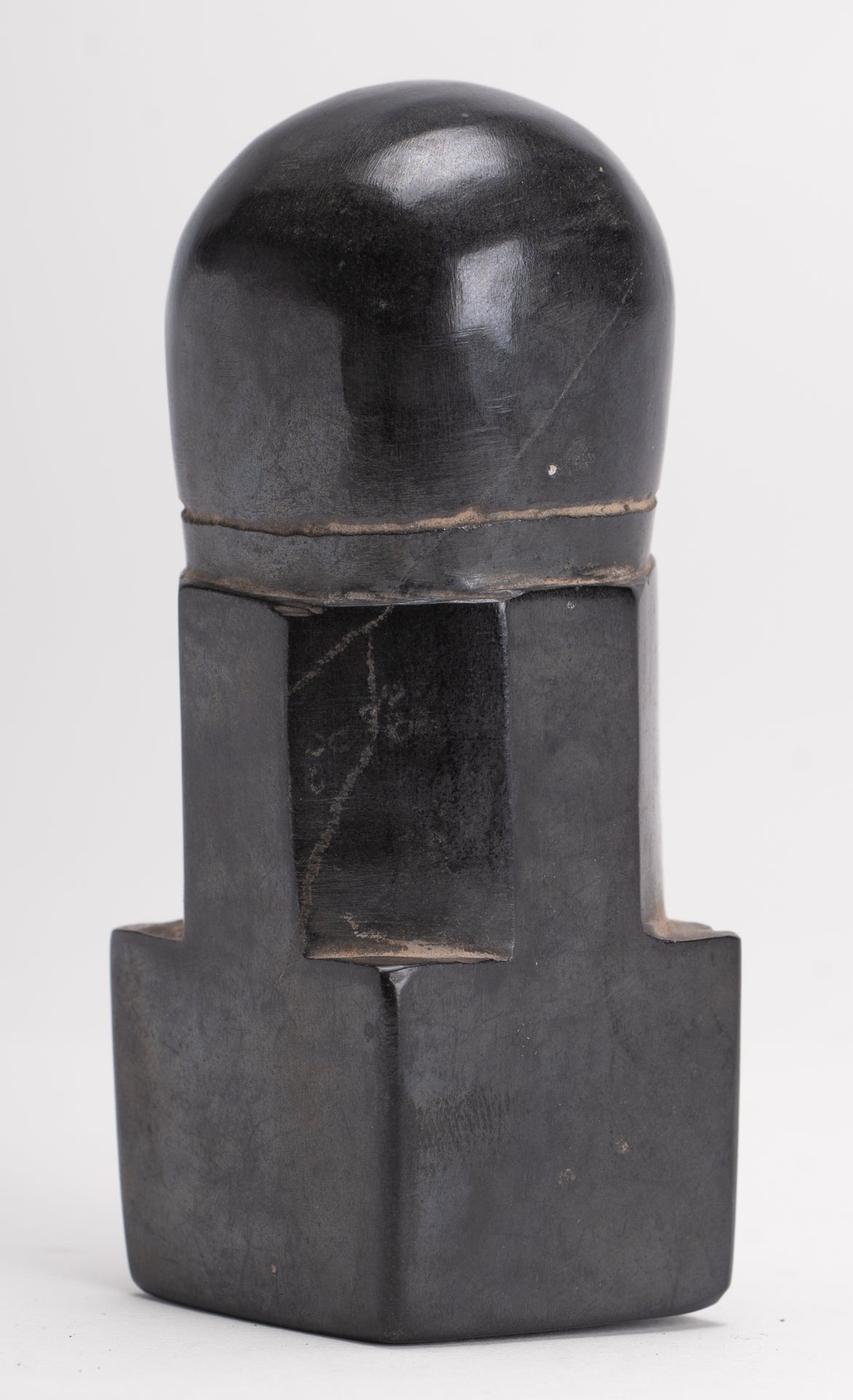 Antique Khmer Style Stone Shiva Mukhalinga Linga / Lingnum - 9cm/4"