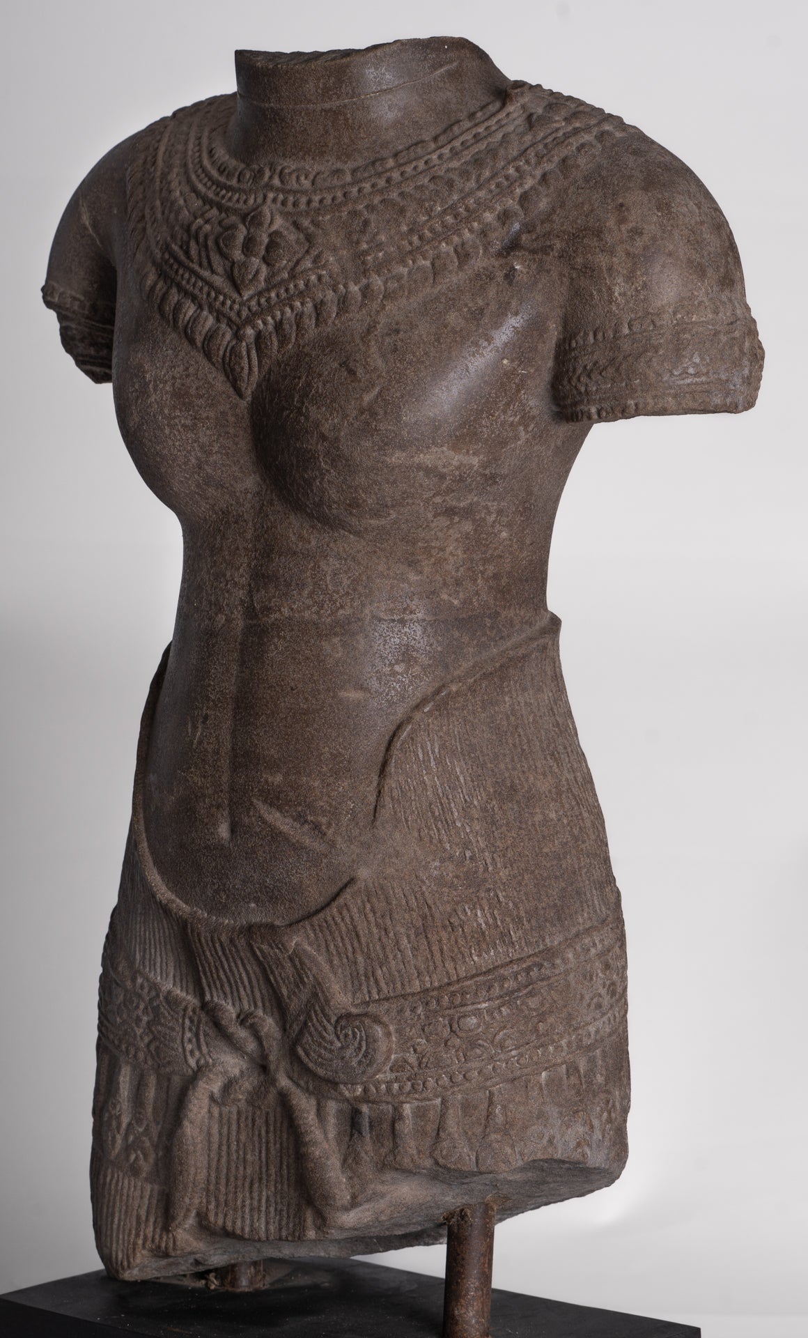 Lakshmi Statue - Antique Baphuon Style Stone Lakshmi / Devi Consort of Vishnu Torso - 58cm/23"