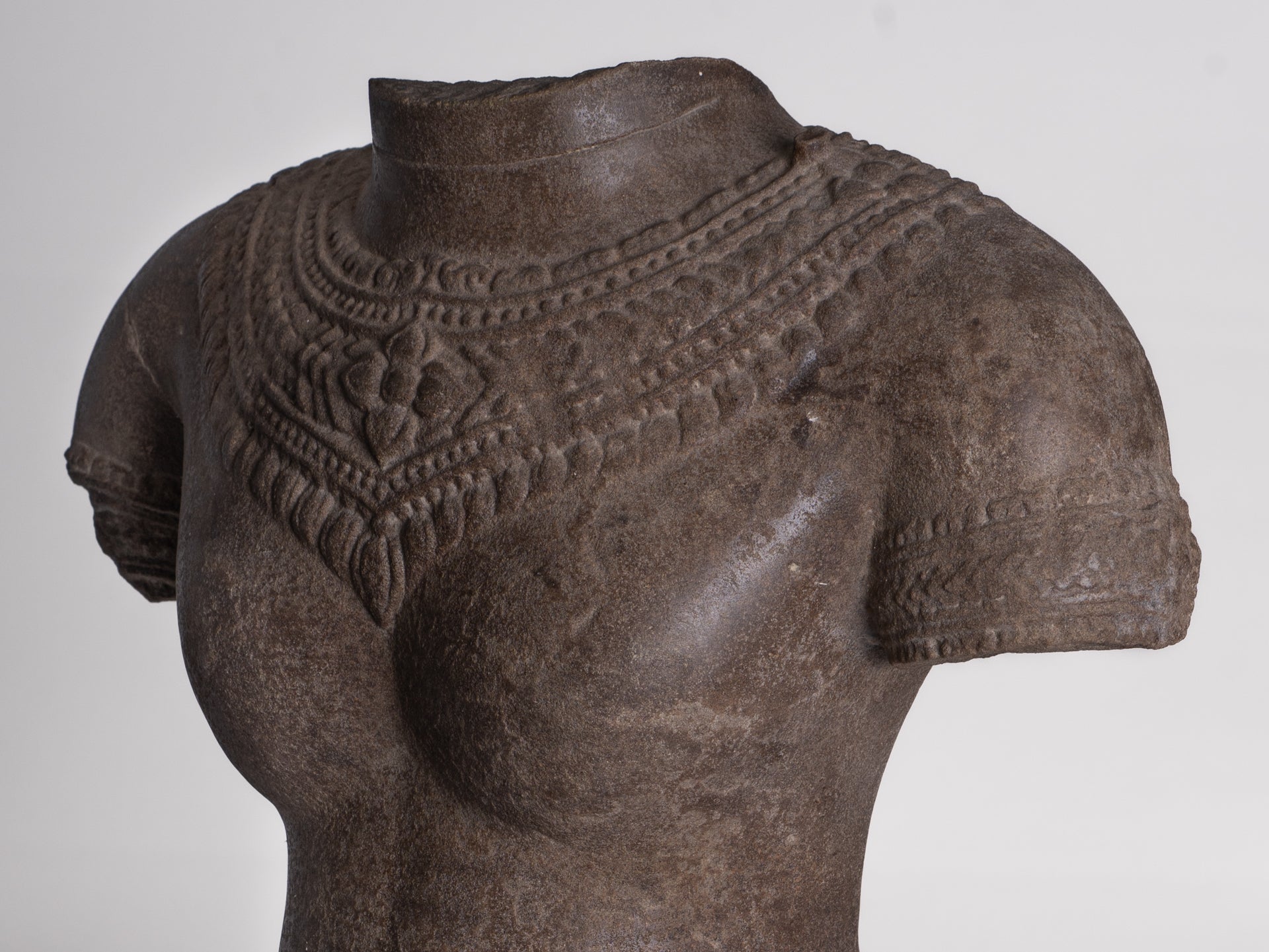 Lakshmi Statue - Antique Baphuon Style Stone Lakshmi / Devi Consort of Vishnu Torso - 58cm/23"