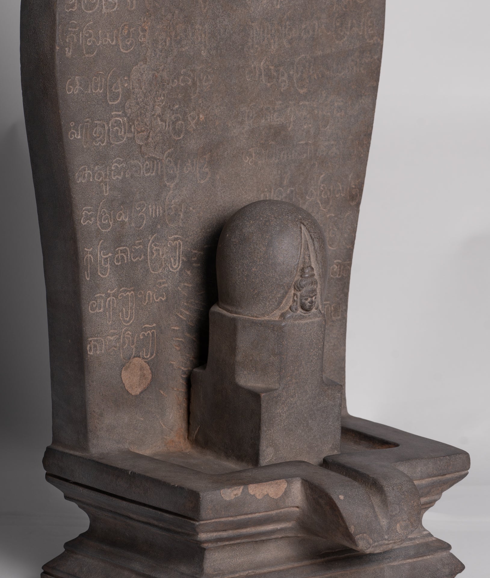 Stone Linga - Antique Khmer Style Sandstone Shiva Linga / Lingnum & Yoni - 57cm/23"