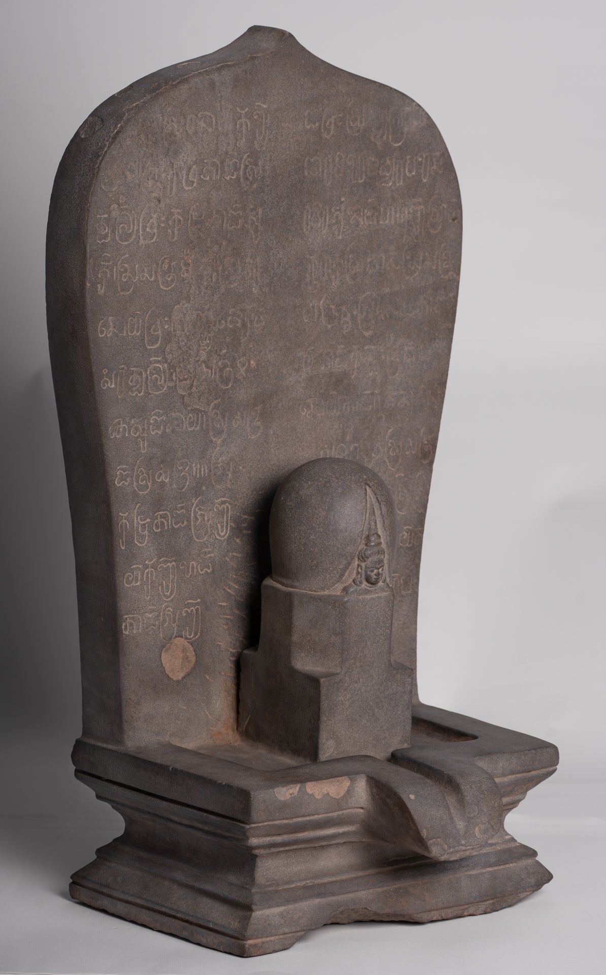 Stone Linga - Antique Khmer Style Sandstone Shiva Linga / Lingnum & Yoni - 57cm/23"