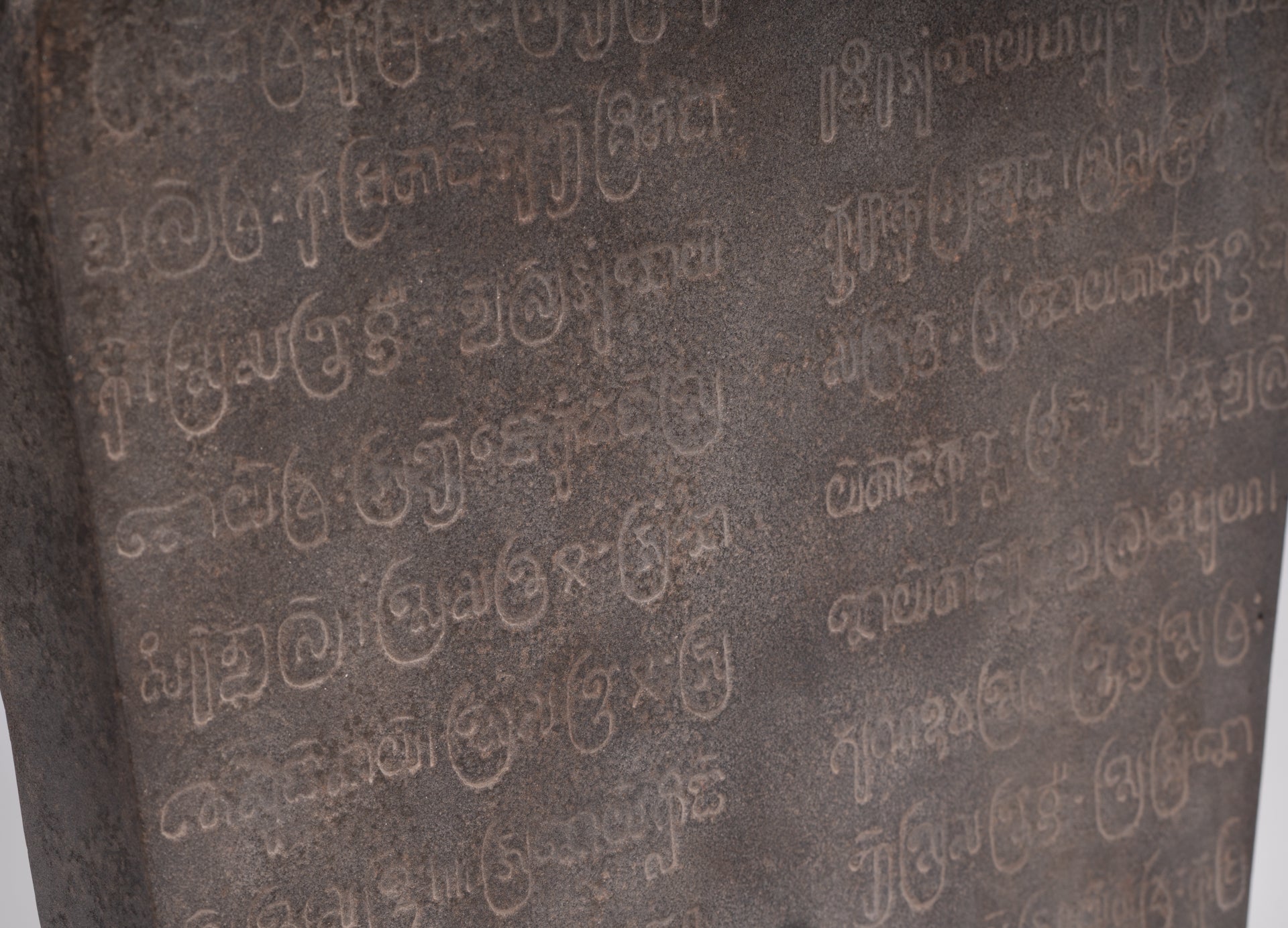 Buddha Statue - Antique Khmer Style Stone Stele Seated Meditation Buddha Statue - 61cm/24"