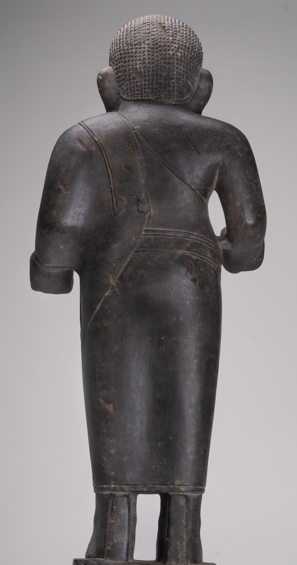 Smiling Monk Statue - Antique Thai Style Stone Phra Sangkachai Monk Statue - 99cm/40"