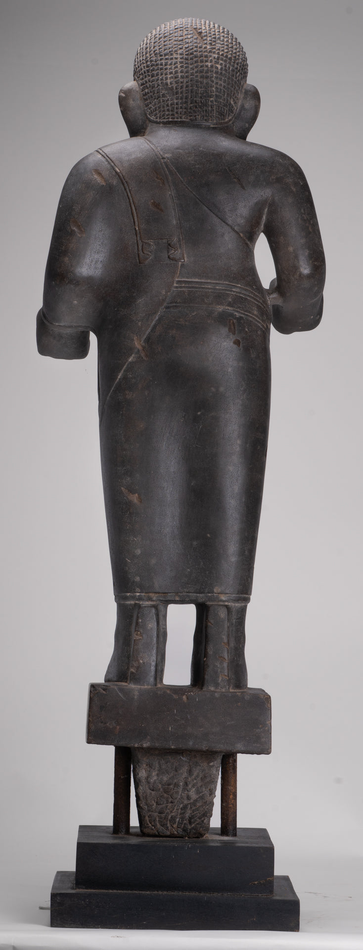 Smiling Monk Statue - Antique Thai Style Stone Phra Sangkachai Monk Statue - 99cm/40"