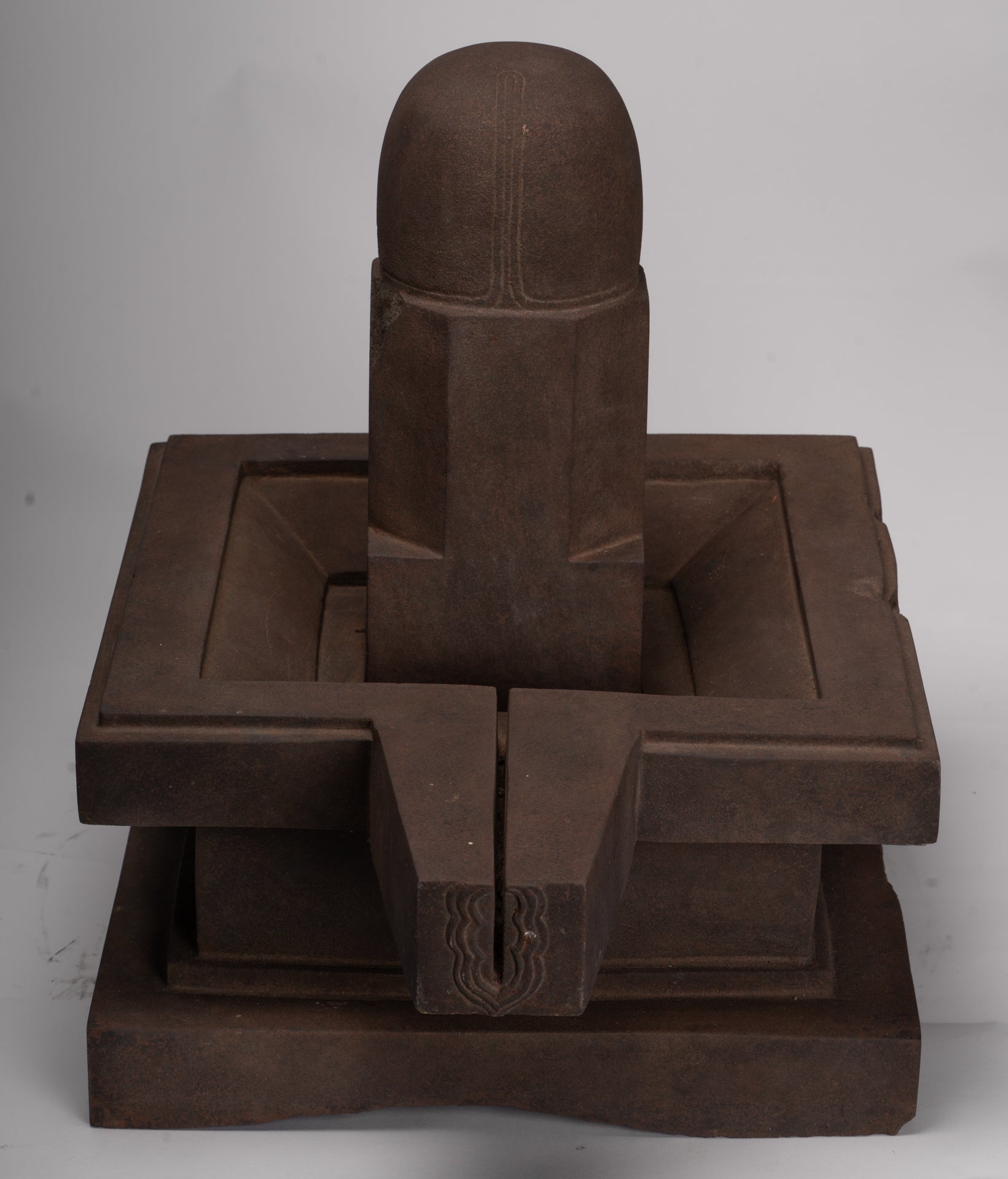 Linga Statue - Antique Khmer Style Two Piece Stone Linga / Lingnum & Yoni - 47cm/19"