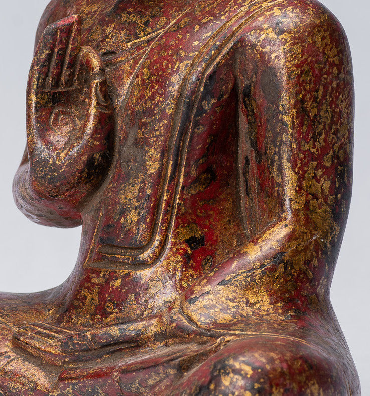 Buddha Sculpture - Buddha - Antique Khmer Style Sehoted Buddha Statue Teaching Mudra - 27 cm/11 "