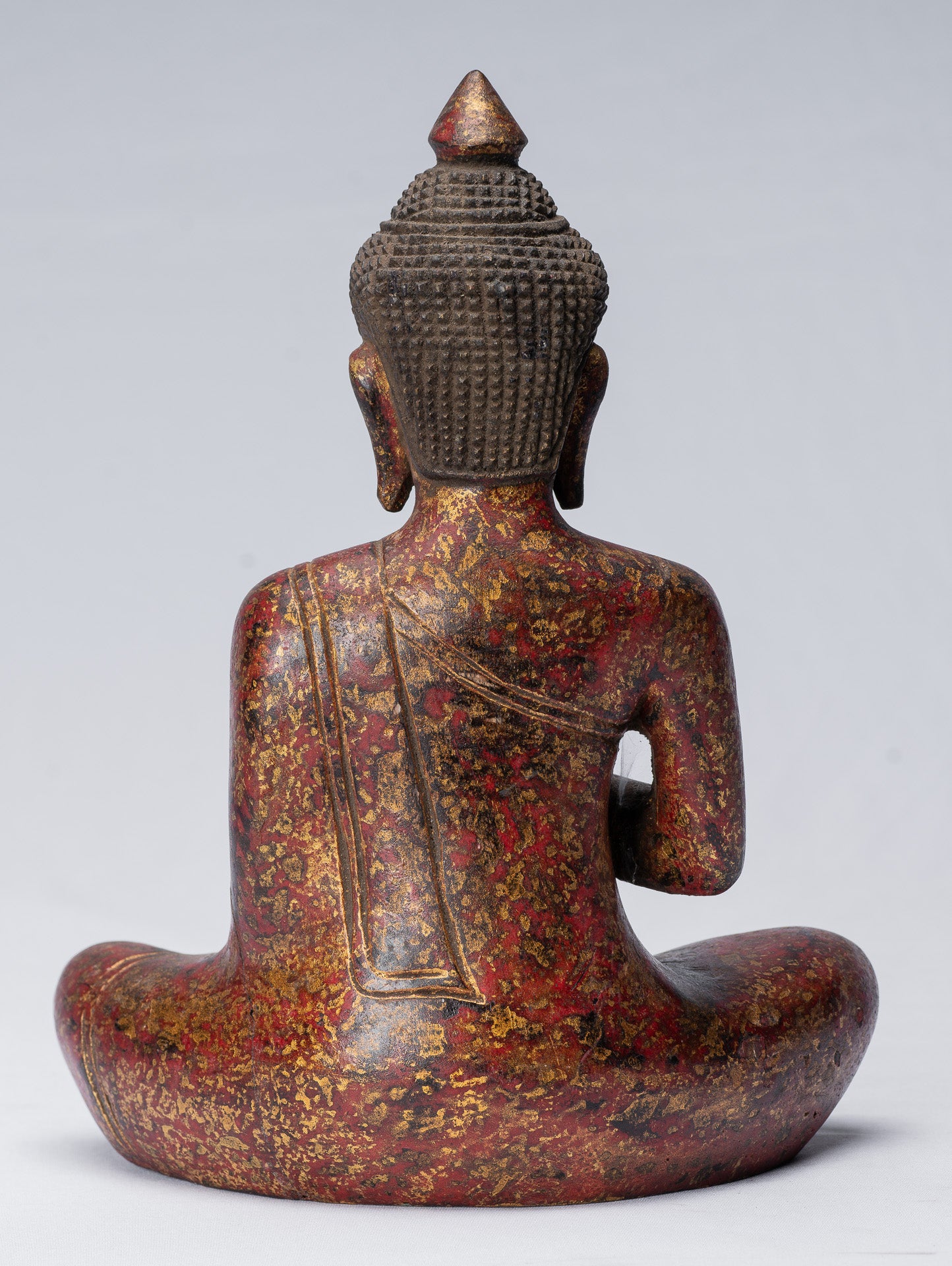Buddha Sculpture - Buddha - Antique Khmer Style Sehoted Buddha Statue Teaching Mudra - 27 cm/11 "
