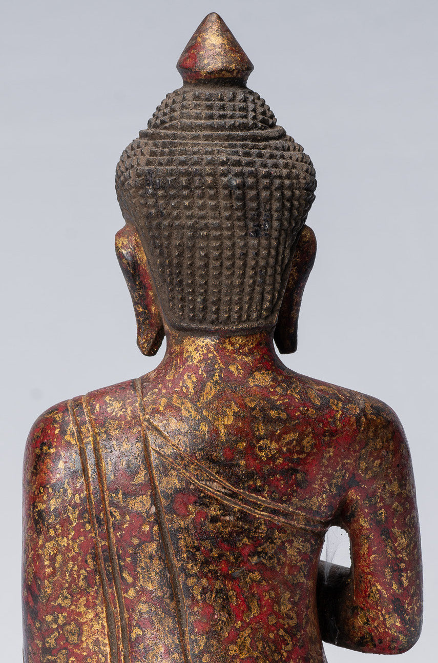 Buddha Sculpture - Buddha - Antique Khmer Style Sehoted Buddha Statue Teaching Mudra - 27 cm/11 "