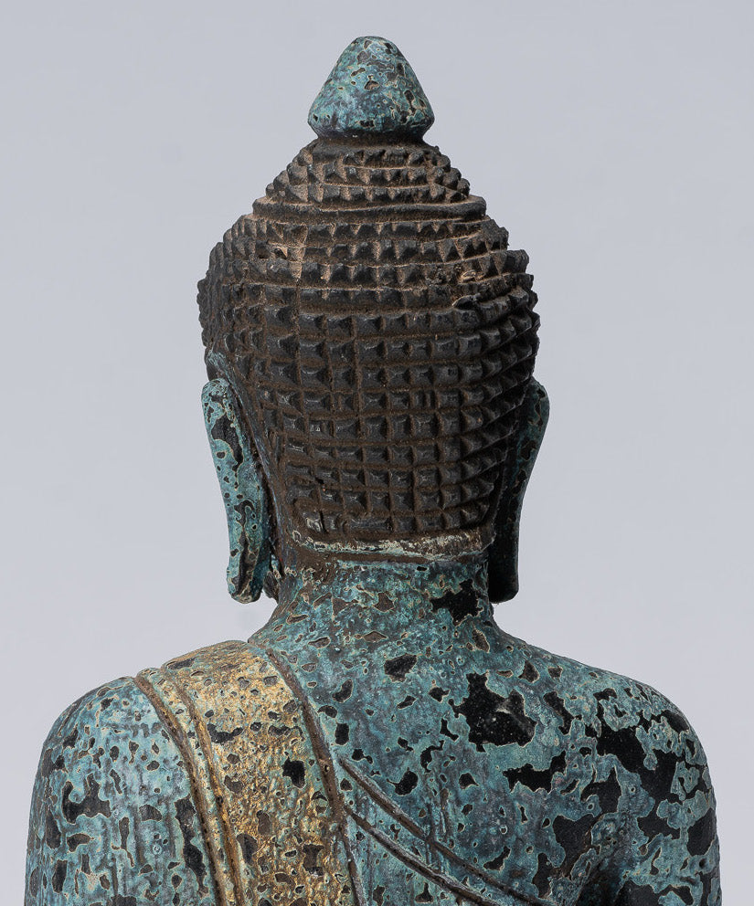 Escultura de Buda - Estatua de Buda de madera de estilo jemer antiguo Dhyana Meditation Mudra - 21 cm/8 "