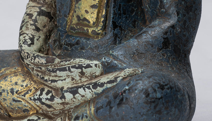 Bouddha - antique khmer style bois assis Bouddha dhyana méditation mudra - 21cm / 8 "