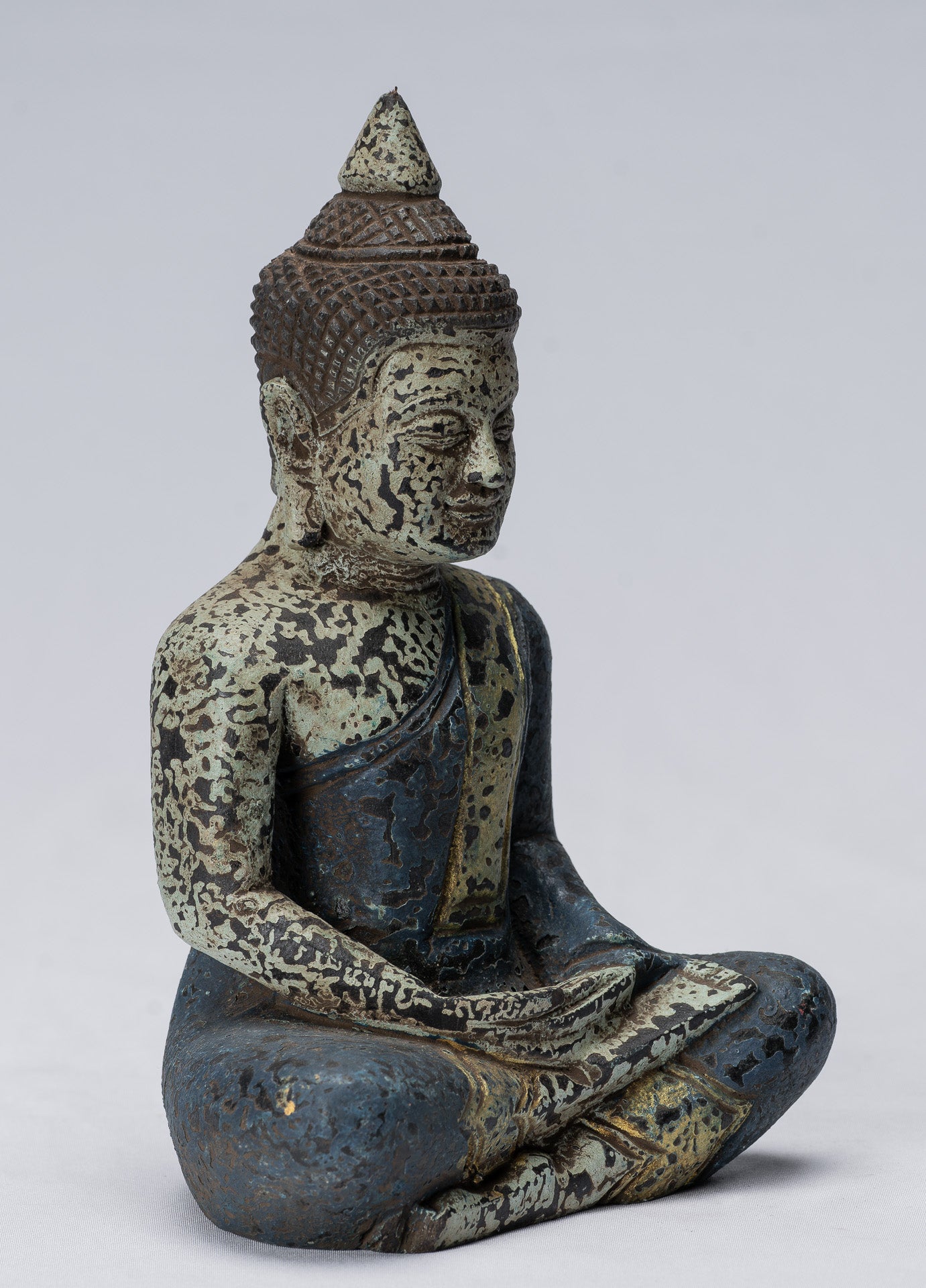 Bouddha - antique khmer style bois assis Bouddha dhyana méditation mudra - 21cm / 8 "