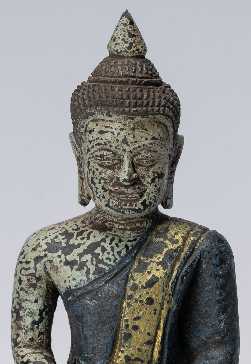Bouddha - antique khmer style bois assis Bouddha dhyana méditation mudra - 21cm / 8 "