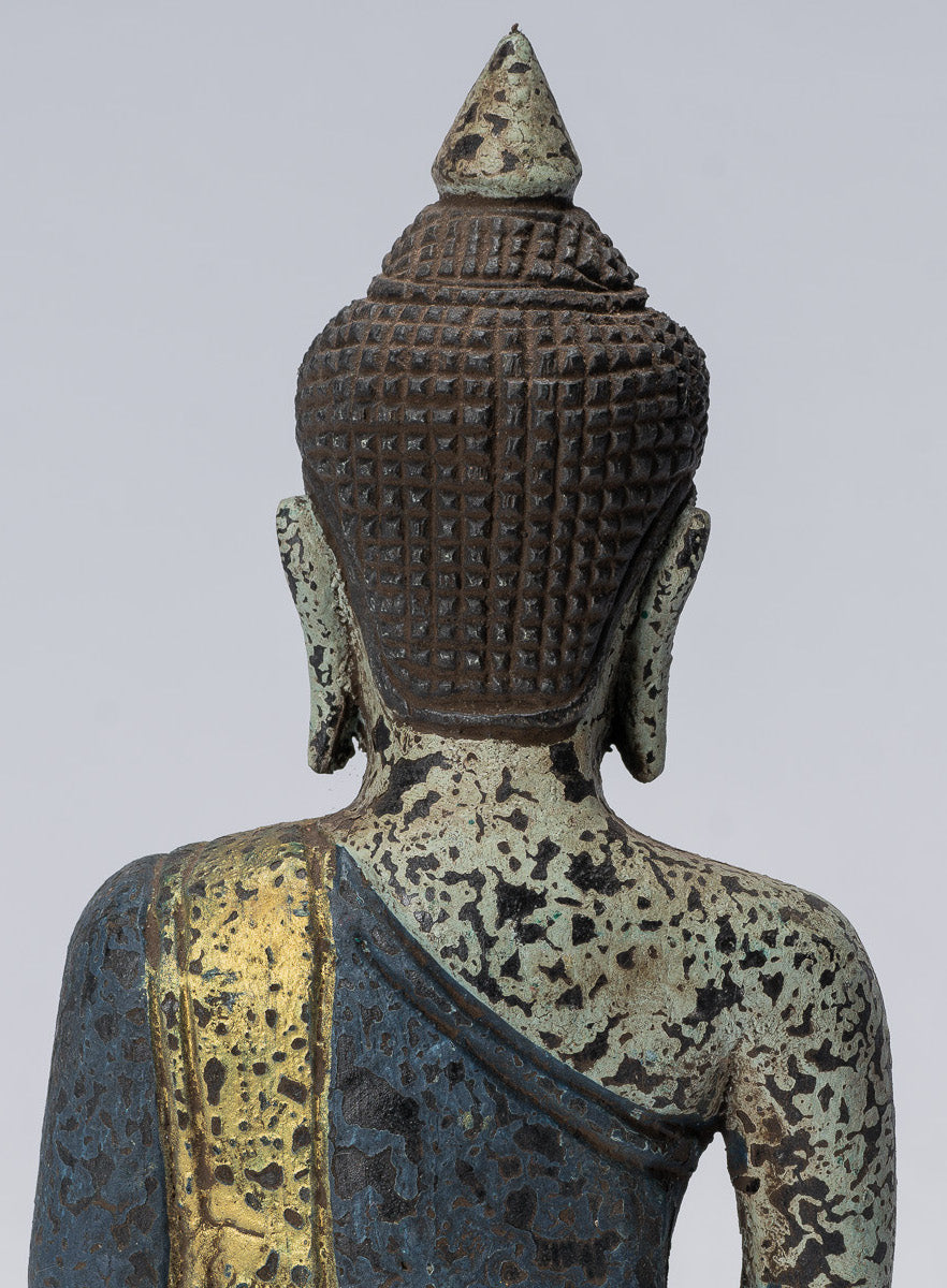 Bouddha - antique khmer style bois assis Bouddha dhyana méditation mudra - 21cm / 8 "