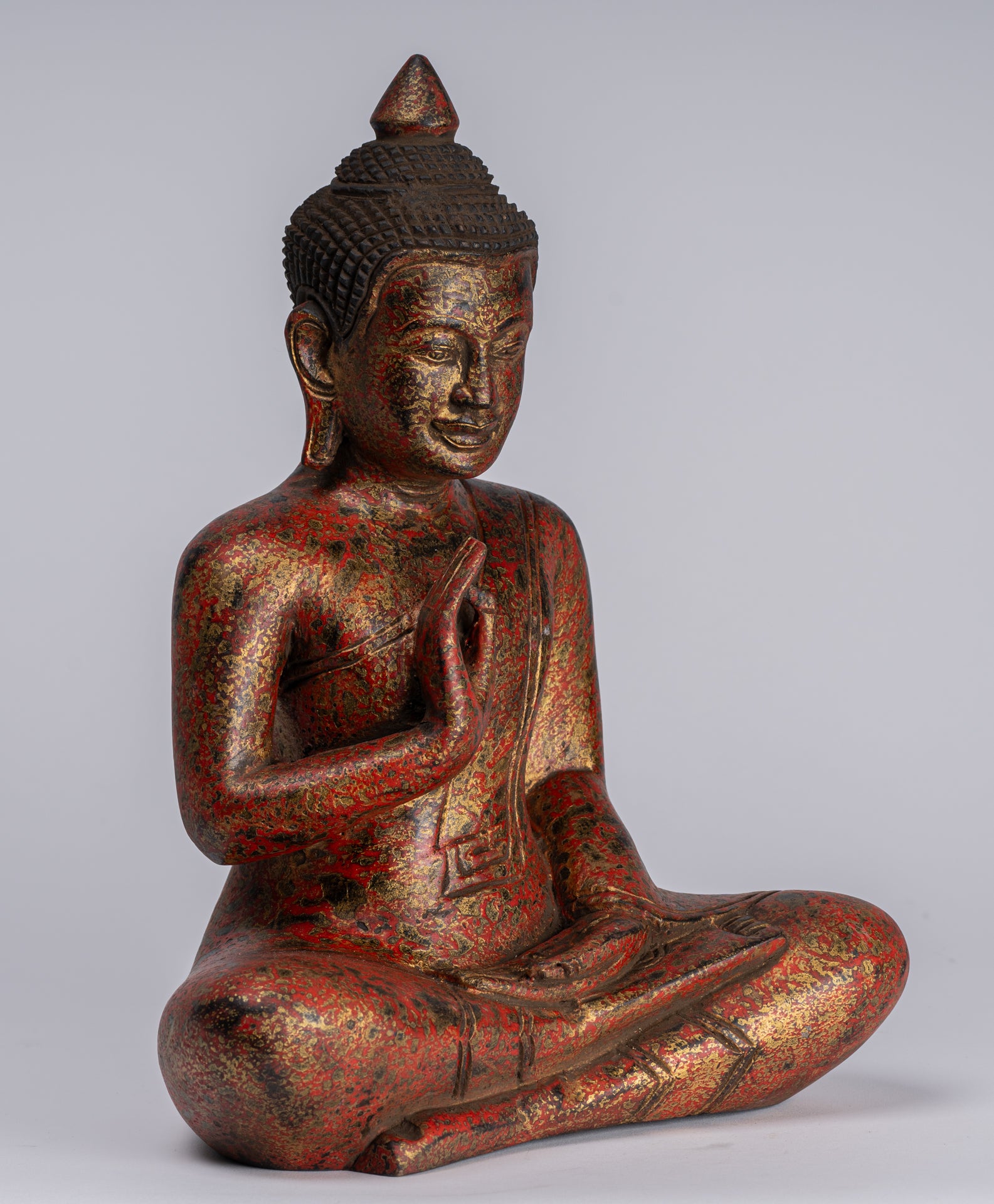 Statue Buddha - Antique Khmer in stile Khmer Cambogia STATUE BUDDHA BUDDHA Insegnamento Mudra - 31 cm/12 "