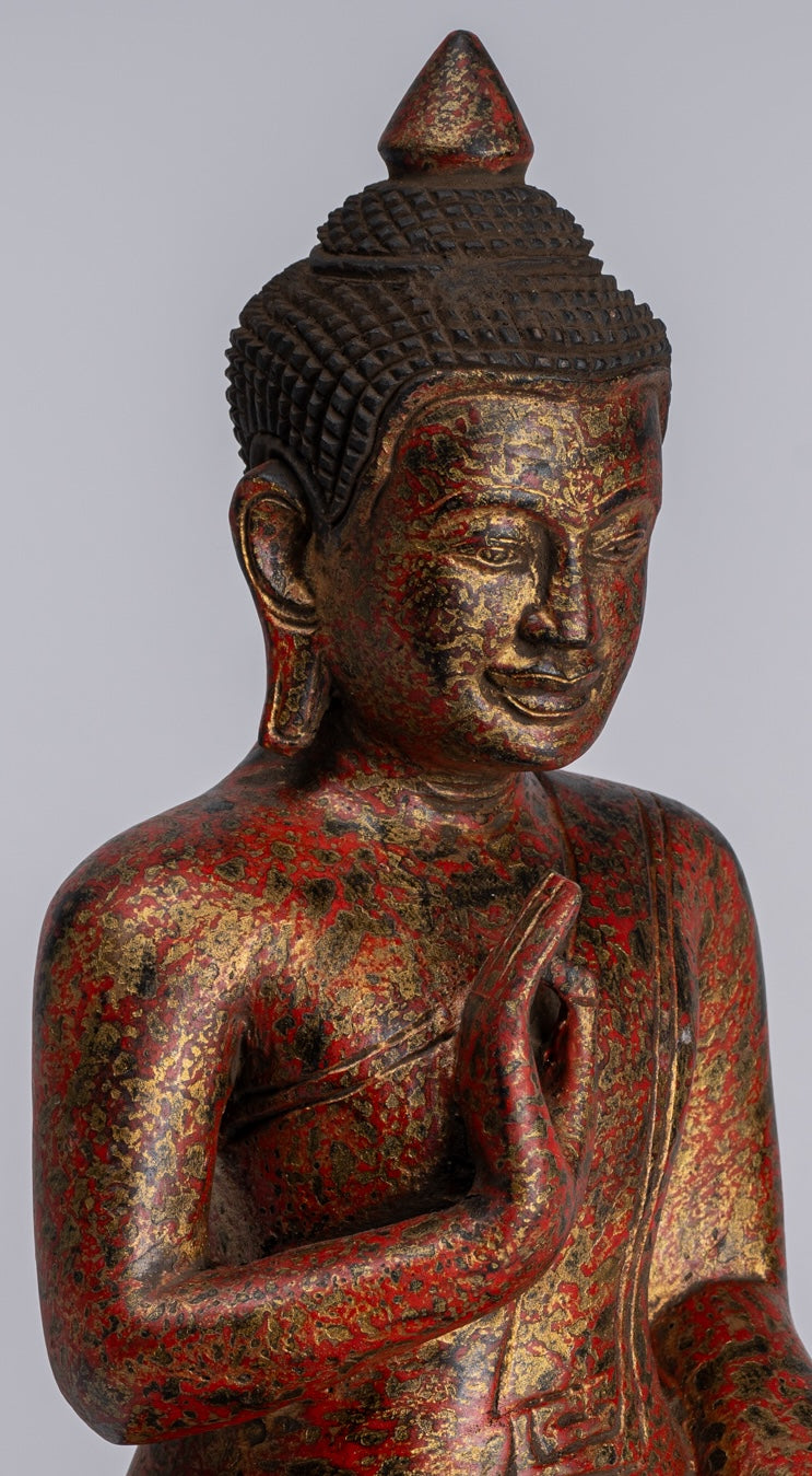 Statue Buddha - Antique Khmer in stile Khmer Cambogia STATUE BUDDHA BUDDHA Insegnamento Mudra - 31 cm/12 "