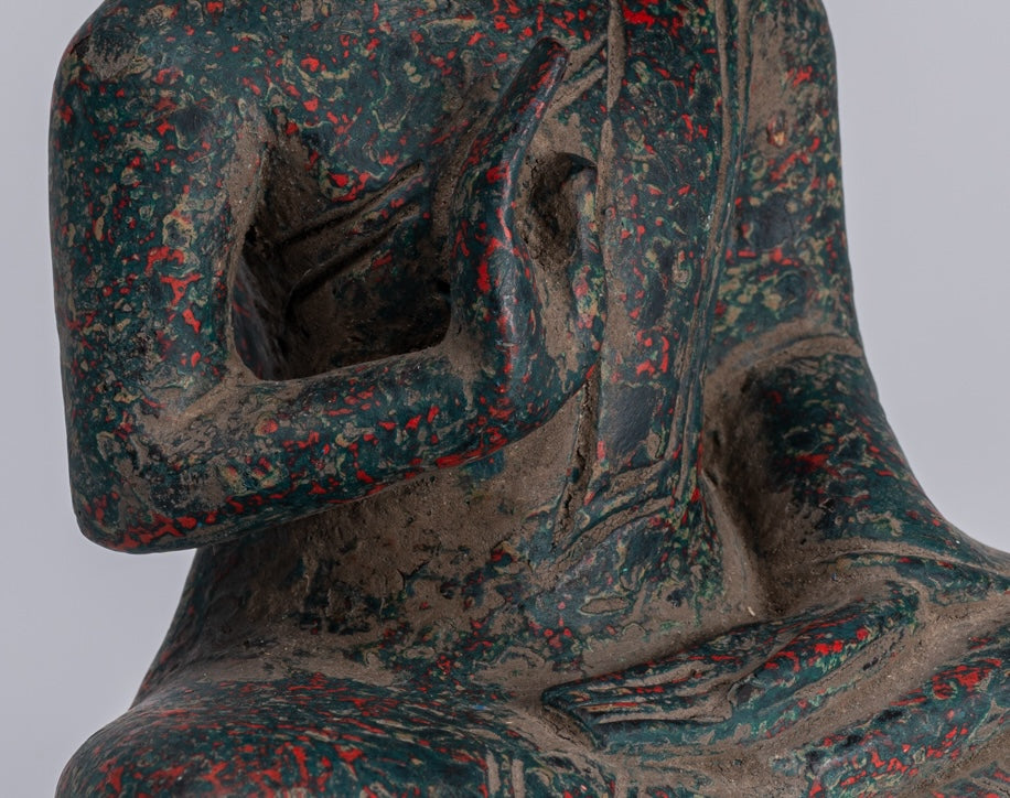 Statue di Buddha - Antique Khmer in stile Cambogia Statue Buddha seduta Insegnamento Mudra - 20 cm/8 "