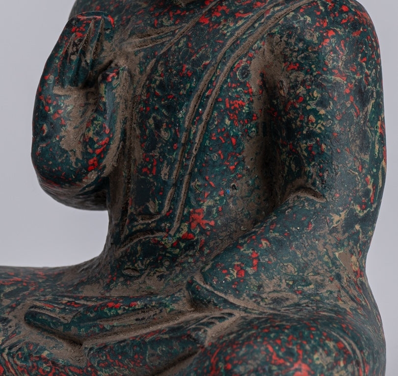 Statue di Buddha - Antique Khmer in stile Cambogia Statue Buddha seduta Insegnamento Mudra - 20 cm/8 "