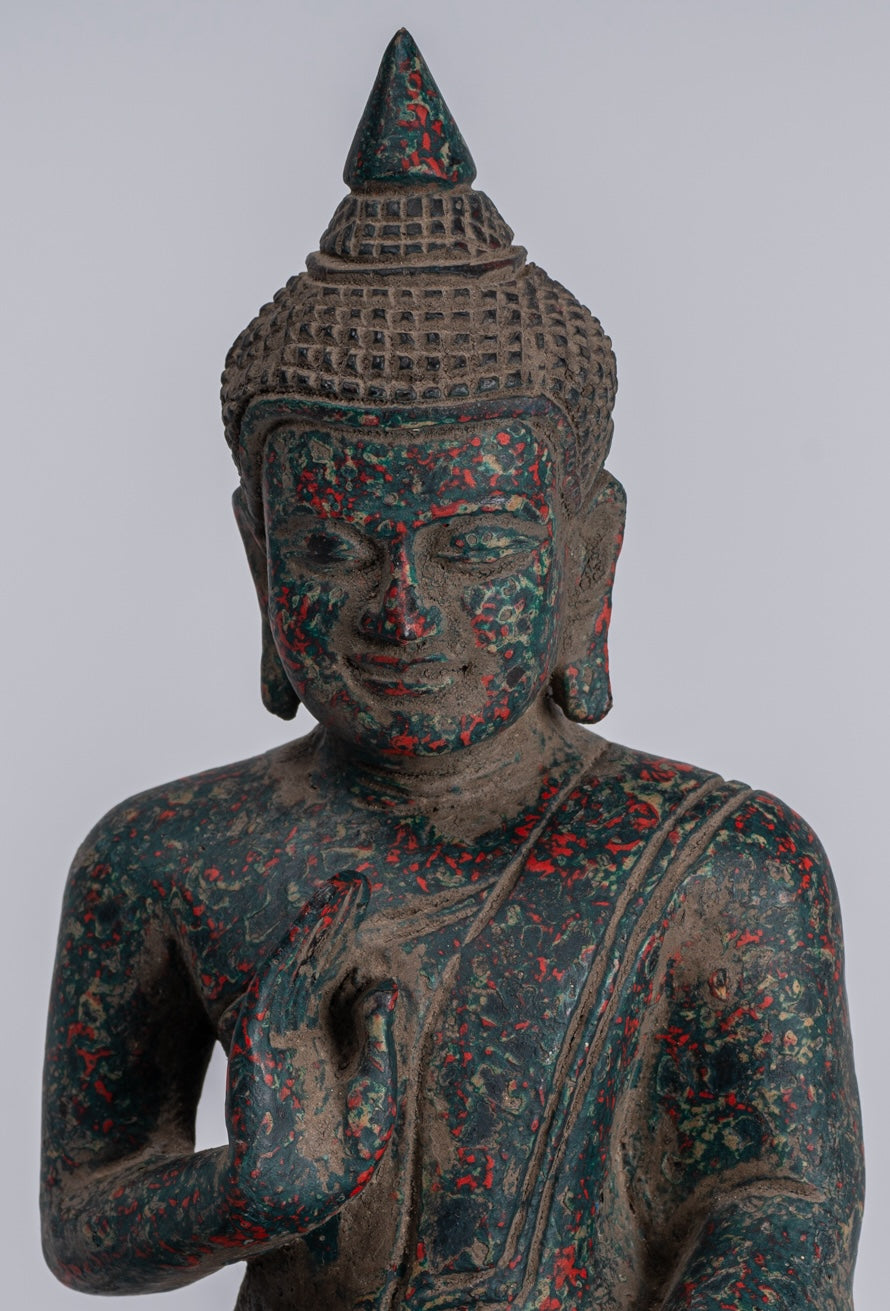 Statue di Buddha - Antique Khmer in stile Cambogia Statue Buddha seduta Insegnamento Mudra - 20 cm/8 "