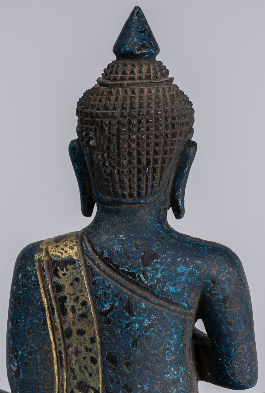 Buddha Statue - Antique Khmer Style Cambodia Seated Wood Buddha Statue Teaching Mudra - 20cm/8"