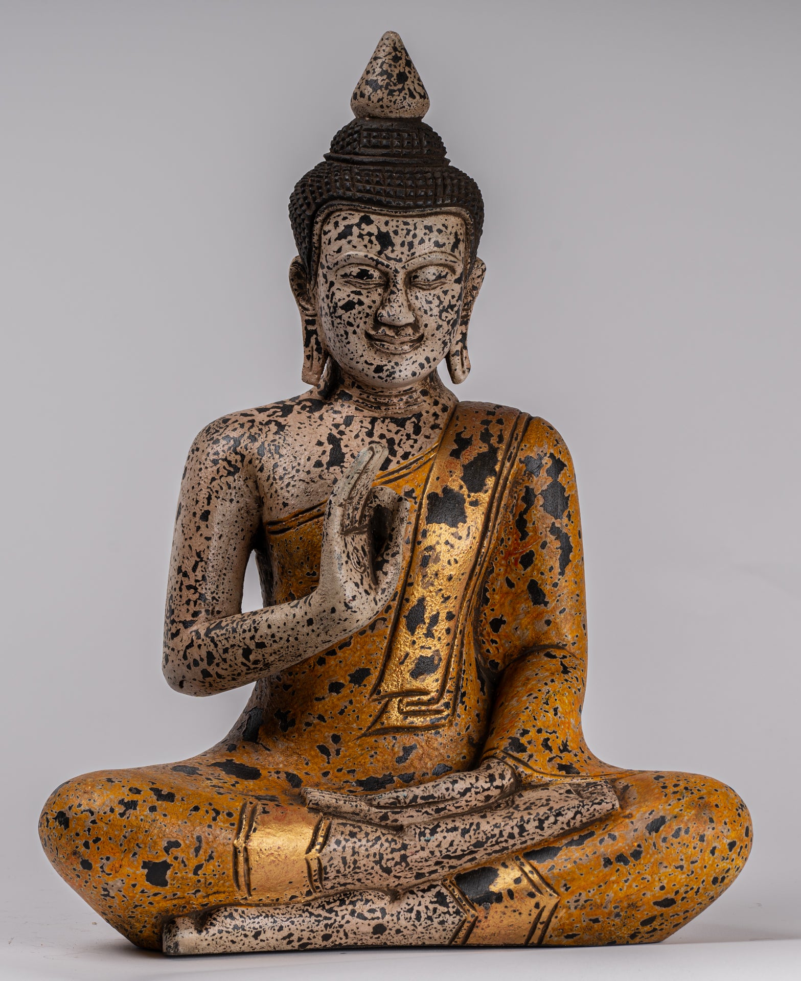 Statue di Buddha - Antique Khmer in stile Cambogia Statue Buddha seduta Insegnamento Mudra - 39 cm/16 "