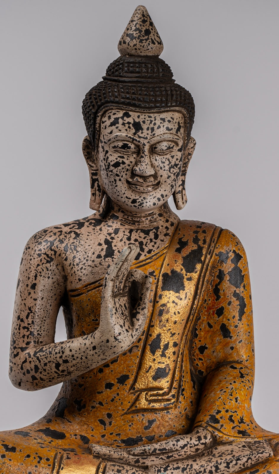 Statue di Buddha - Antique Khmer in stile Cambogia Statue Buddha seduta Insegnamento Mudra - 39 cm/16 "