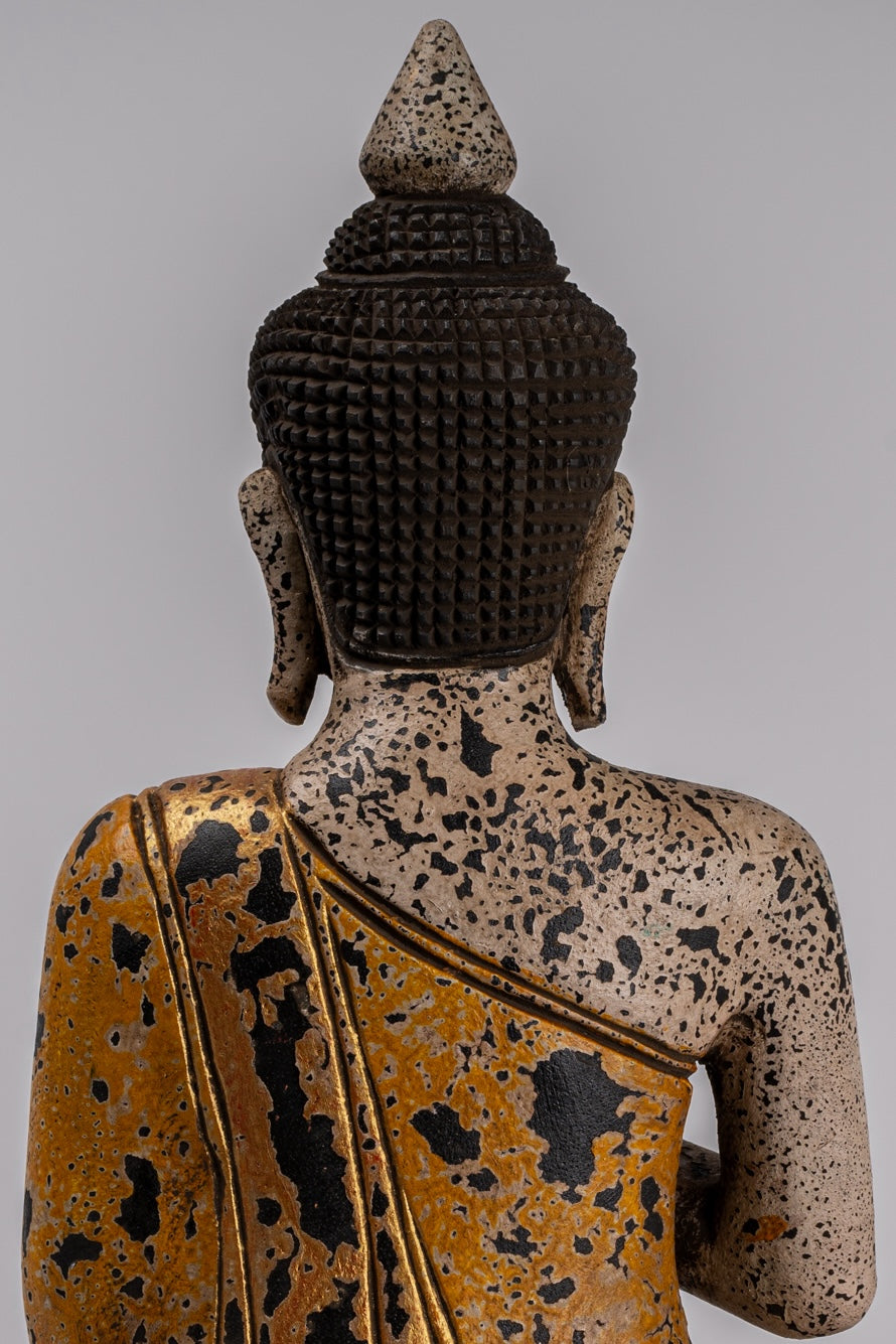 Statue di Buddha - Antique Khmer in stile Cambogia Statue Buddha seduta Insegnamento Mudra - 39 cm/16 "