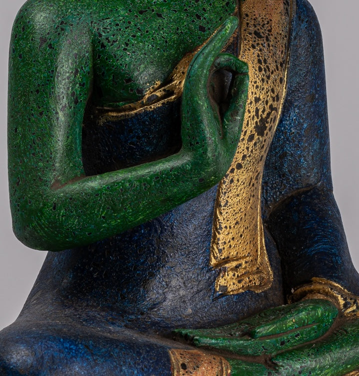 Statue di Buddha - Antique Khmer in stile Cambogia Statue Buddha seduta Insegnamento Mudra - 39 cm/16 "