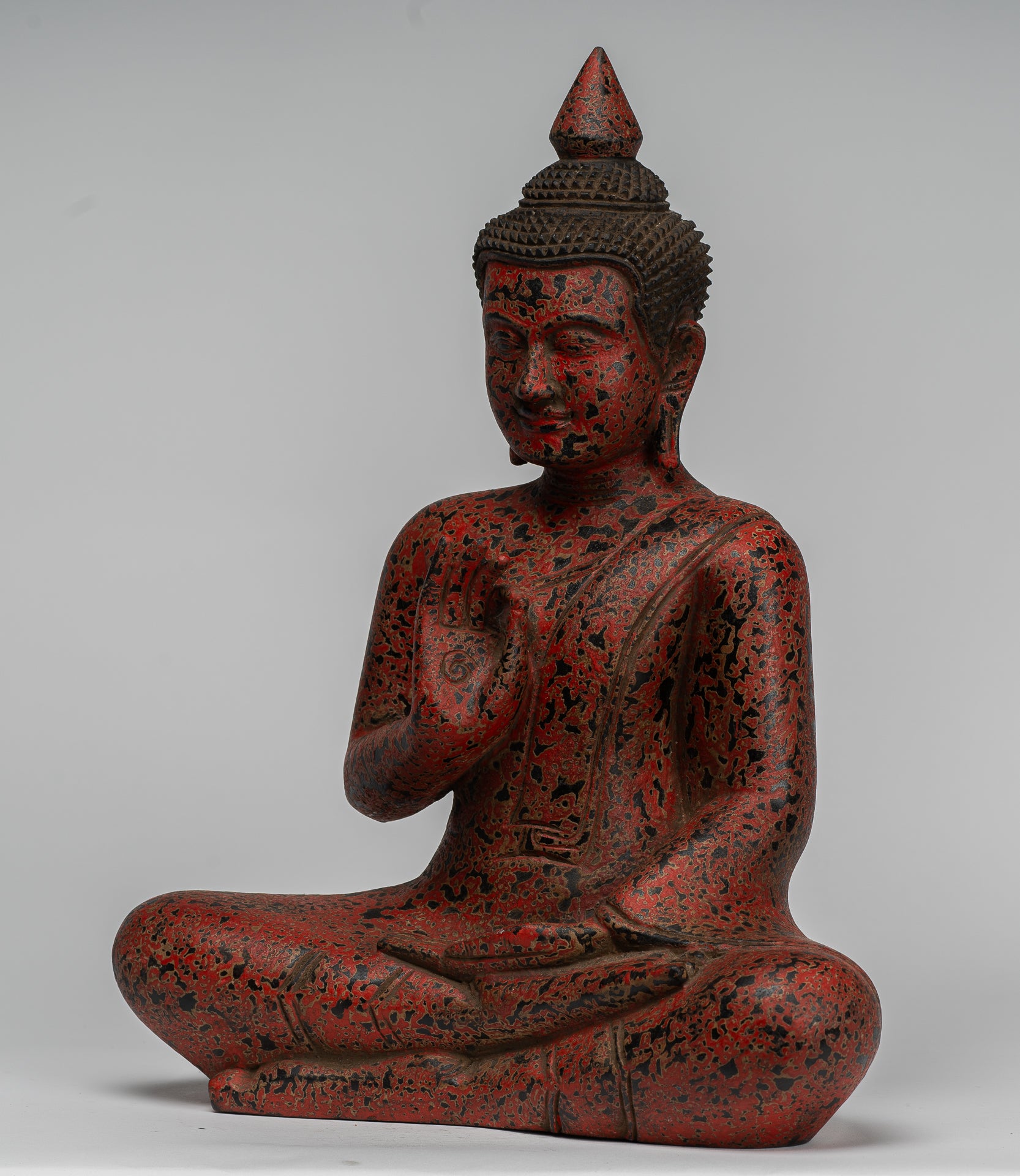 Statue Buddha - Antique Khmer in stile Cambogia Statue Buddha seduta Insegnamento Mudra - 40 cm/16 "