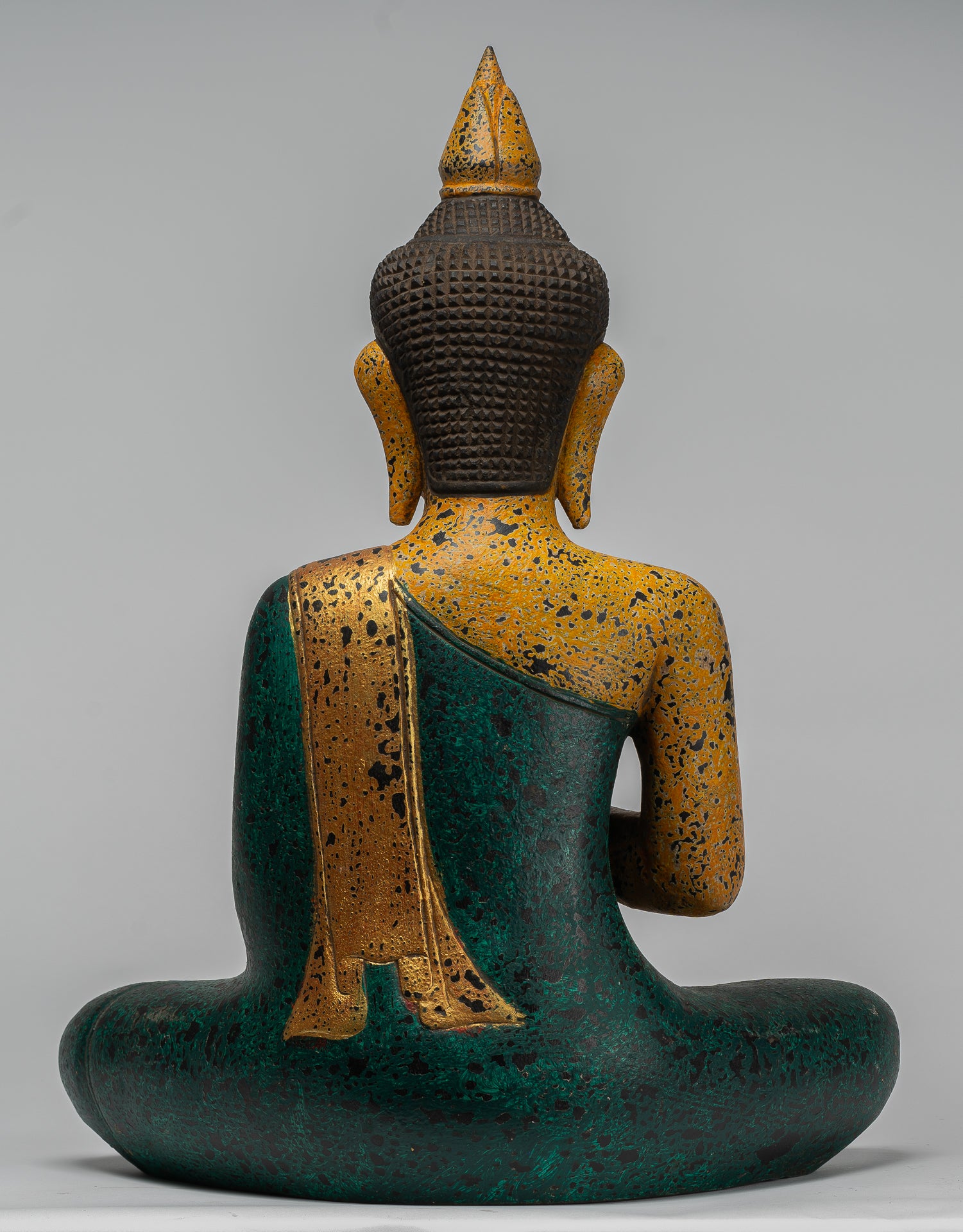 Buddha Statue - Antique Khmer Style Cambodia Seated Wood Buddha Statue Teaching Mudra - 54cm/22"