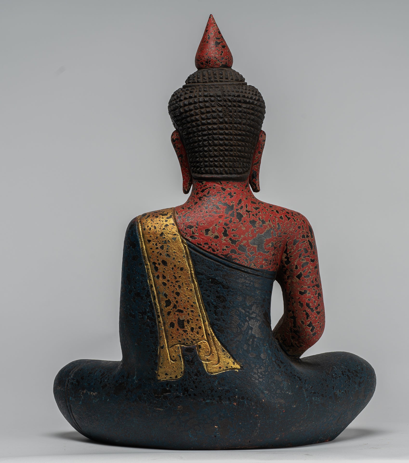 Escultura de Buda - Estatua de Buda Sentada de madera de estilo jemer antiguo Dhyana Meditation Mudra - 40 cm/16 "