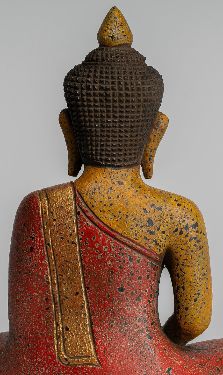 Escultura de Buda - Estatua de Buda Sentada de madera de estilo jemer antiguo Dhyana Meditation Mudra - 27 cm/11 "