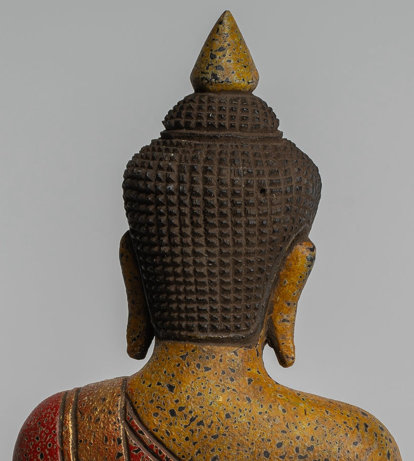 Estatua de Buda - Estatua de Buda de Madera Antigua de Camboya Camboya enseñando Mudra - 27 cm/11 "