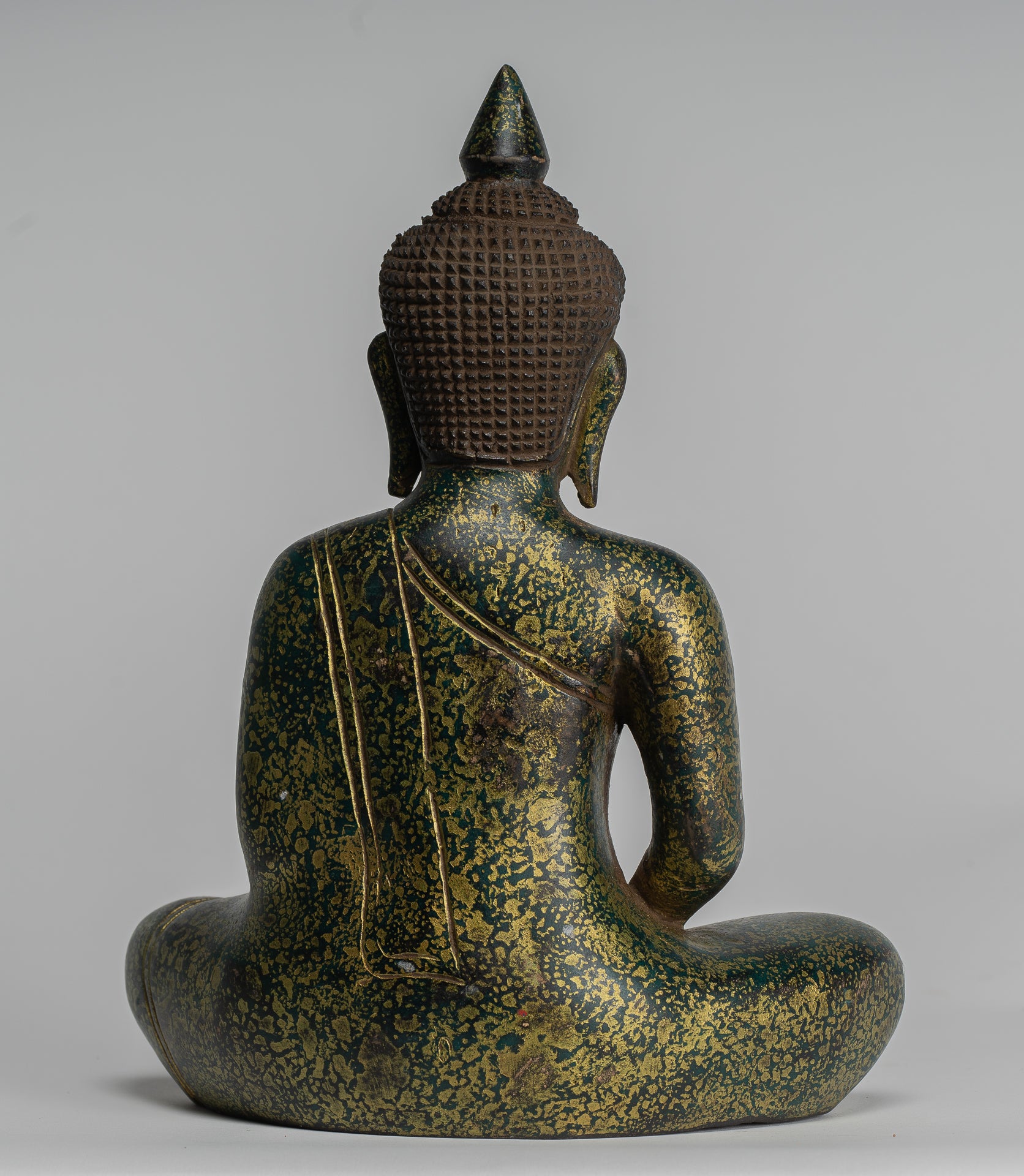 Escultura de Buda - Estatua de Buda de madera de estilo jemer antiguo Dhyana Meditation Mudra - 28 cm/11 "