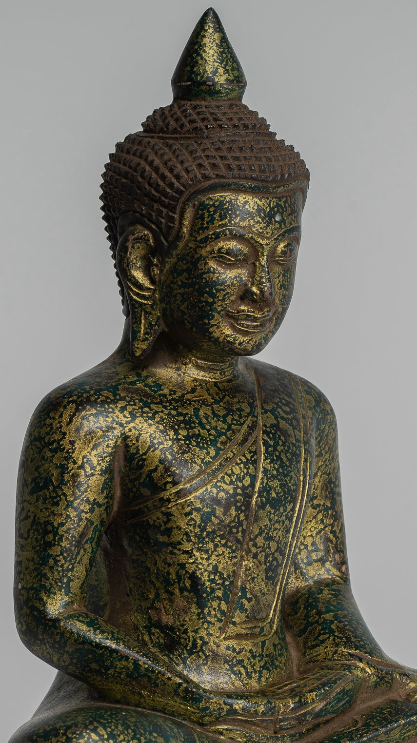 Escultura de Buda - Estatua de Buda de madera de estilo jemer antiguo Dhyana Meditation Mudra - 28 cm/11 "