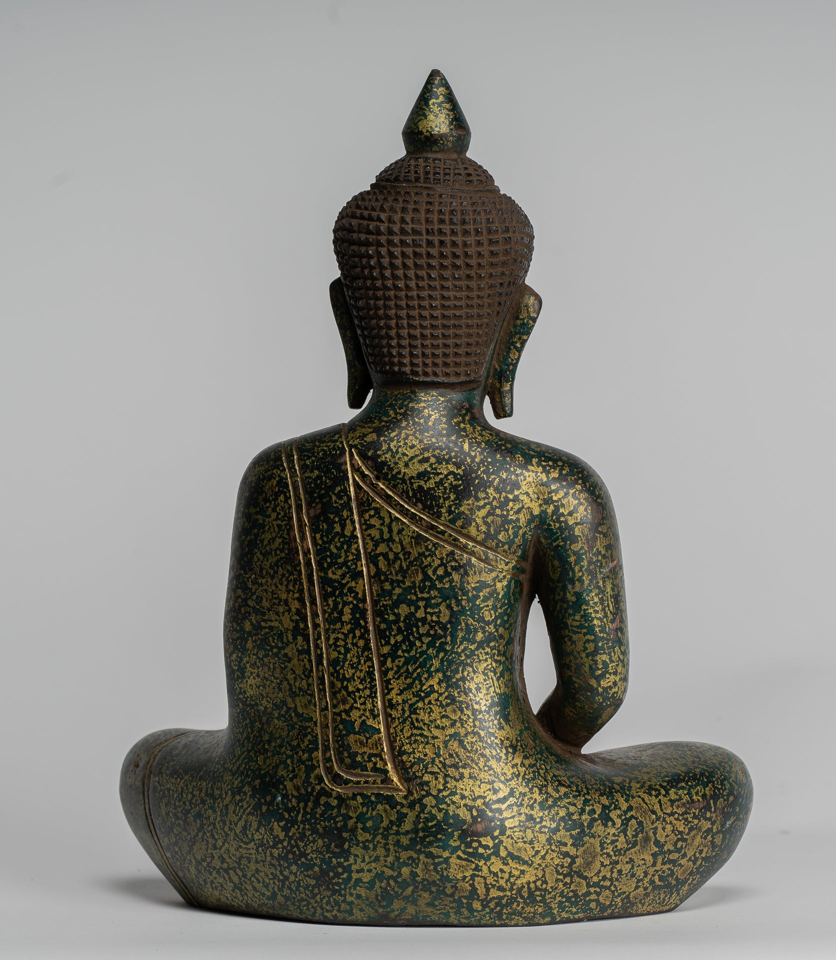 Escultura de Buda - Estatua de Buda de madera de estilo jemer antiguo Dhyana Meditation Mudra - 28 cm/11 "