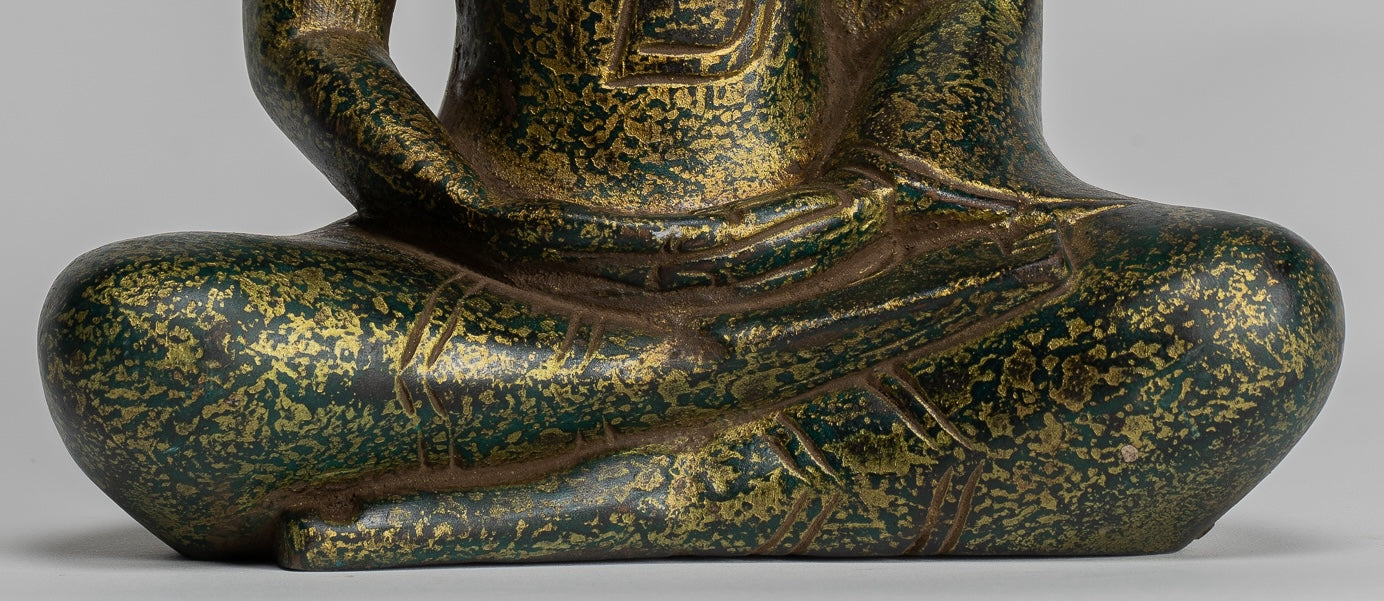 Escultura de Buda - Estatua de Buda de madera de estilo jemer antiguo Dhyana Meditation Mudra - 28 cm/11 "