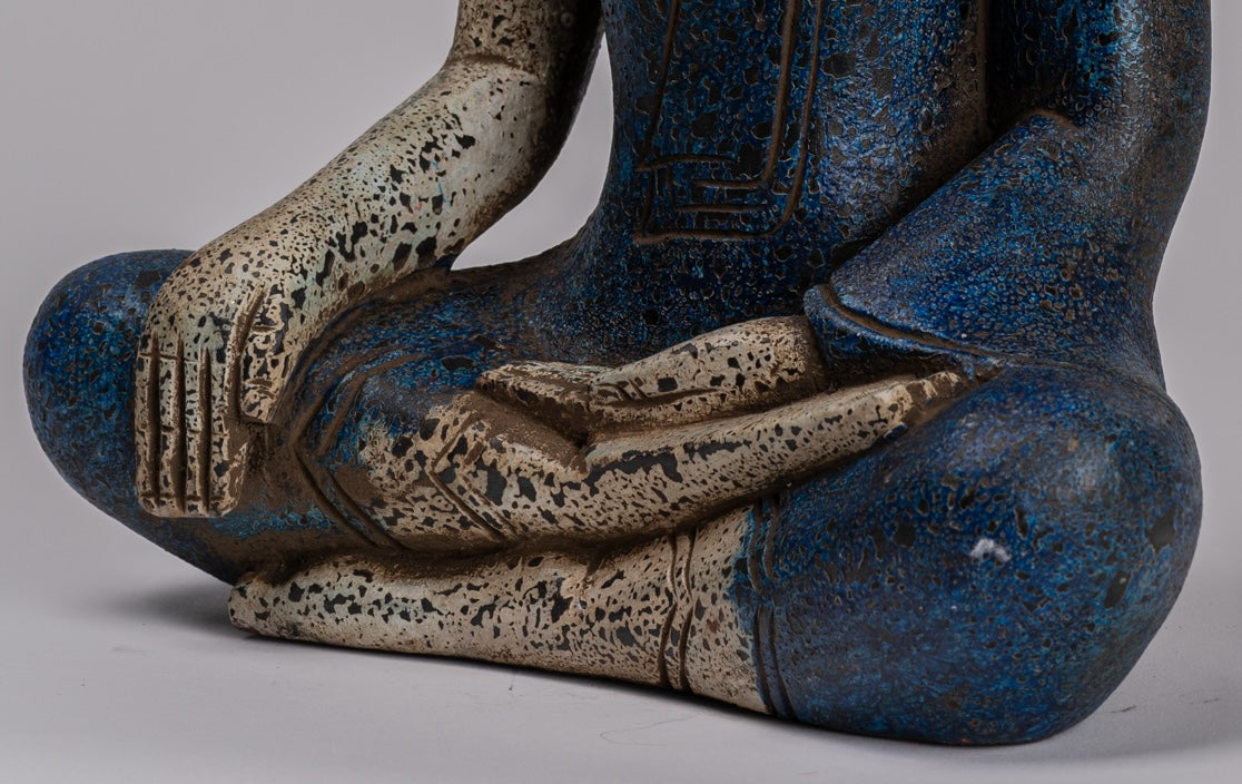 Estatua de Buda - Estatua de Buda de Buda de Madera Estilo Antiguo de Estilo Jemer - 32 cm/13 "