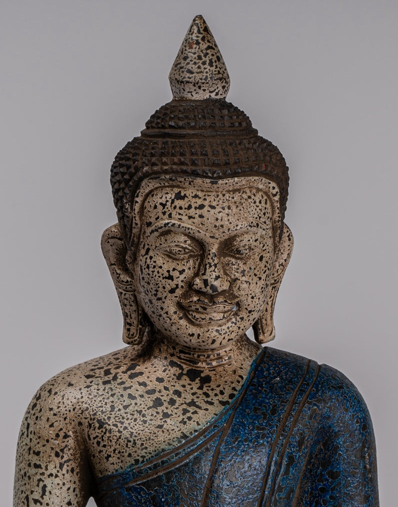 Estatua de Buda - Estatua de Buda de Buda de Madera Estilo Antiguo de Estilo Jemer - 32 cm/13 "