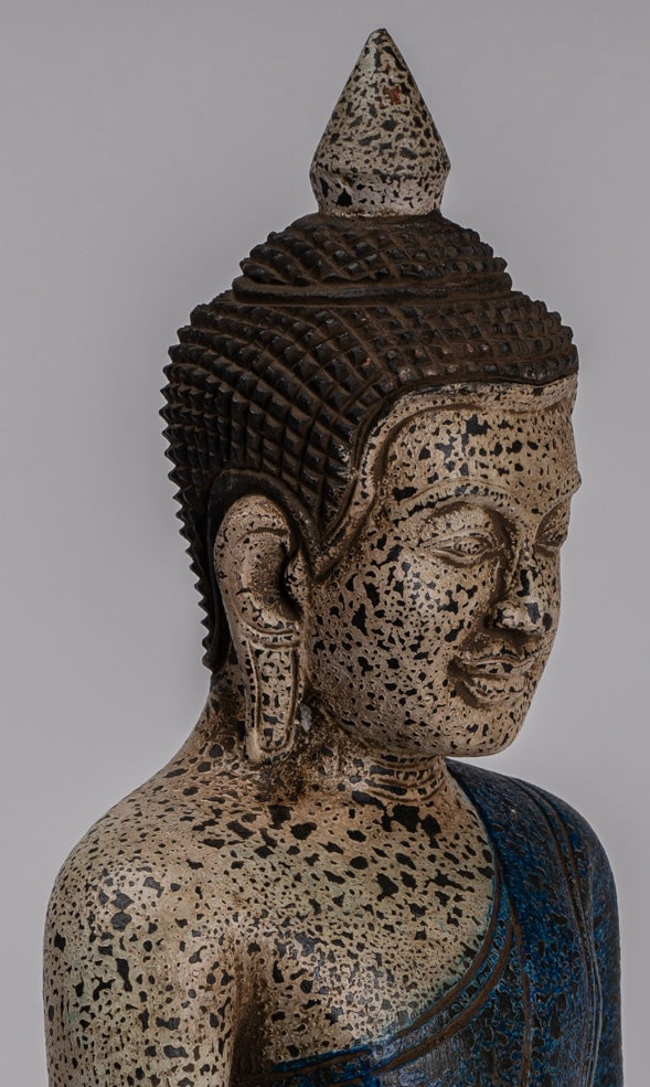 Estatua de Buda - Estatua de Buda de Buda de Madera Estilo Antiguo de Estilo Jemer - 32 cm/13 "